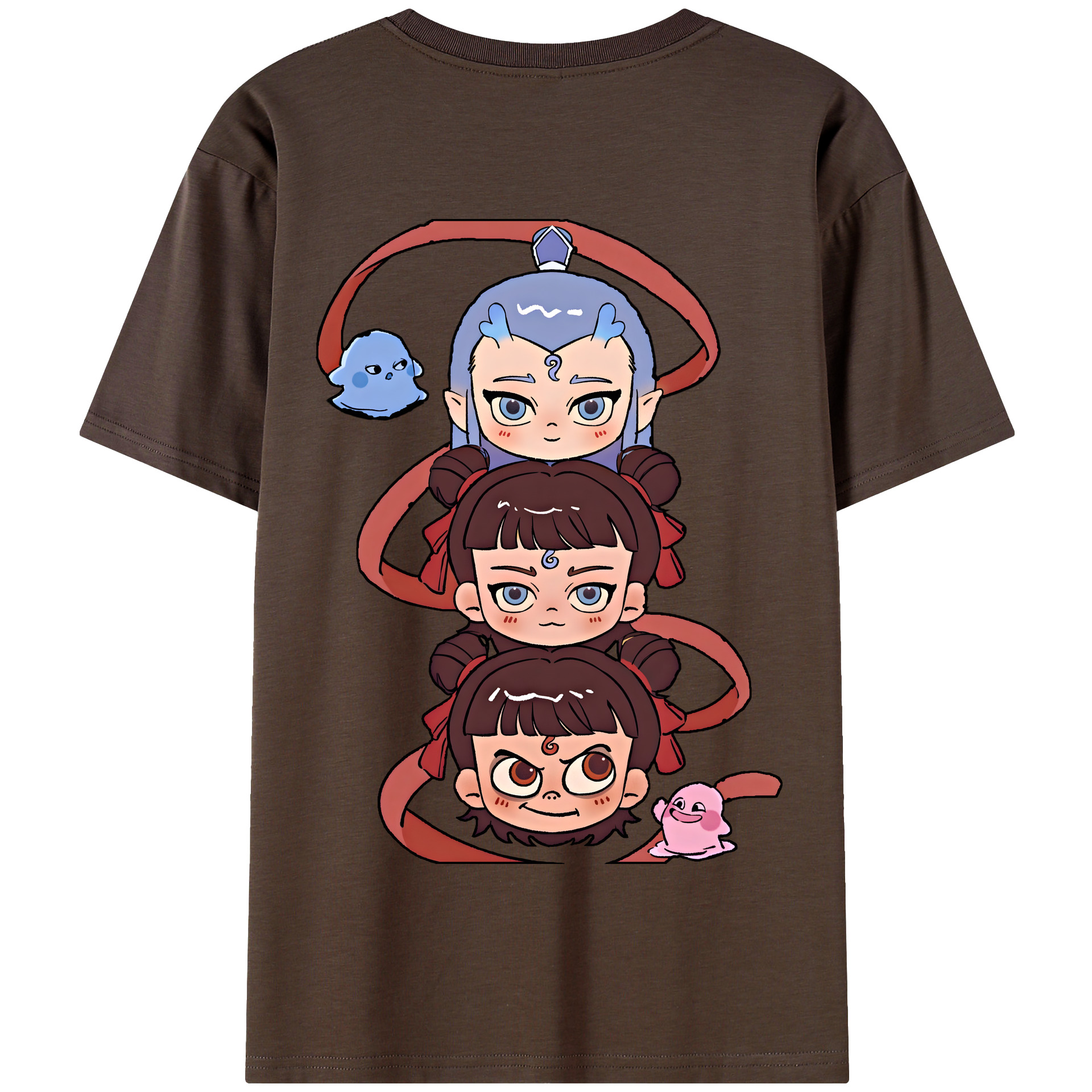 （画像用） Ne Zha 2 ナタ 魔童の大暴れ 綿100％半袖Tシャツ（背面プリント）