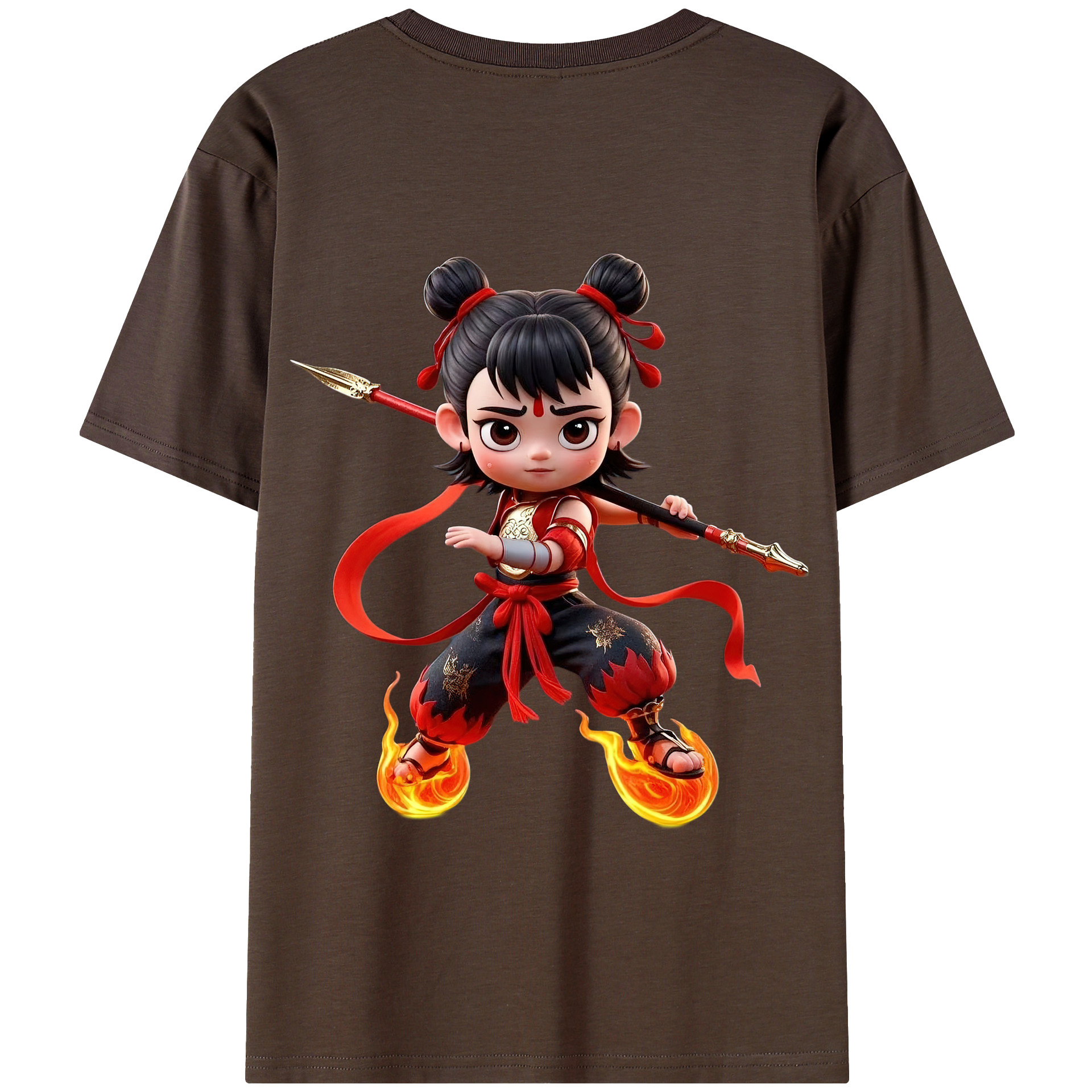 （画像用） Ne Zha 2 ナタ 魔童の大暴れ 綿100％半袖Tシャツ（背面プリント）