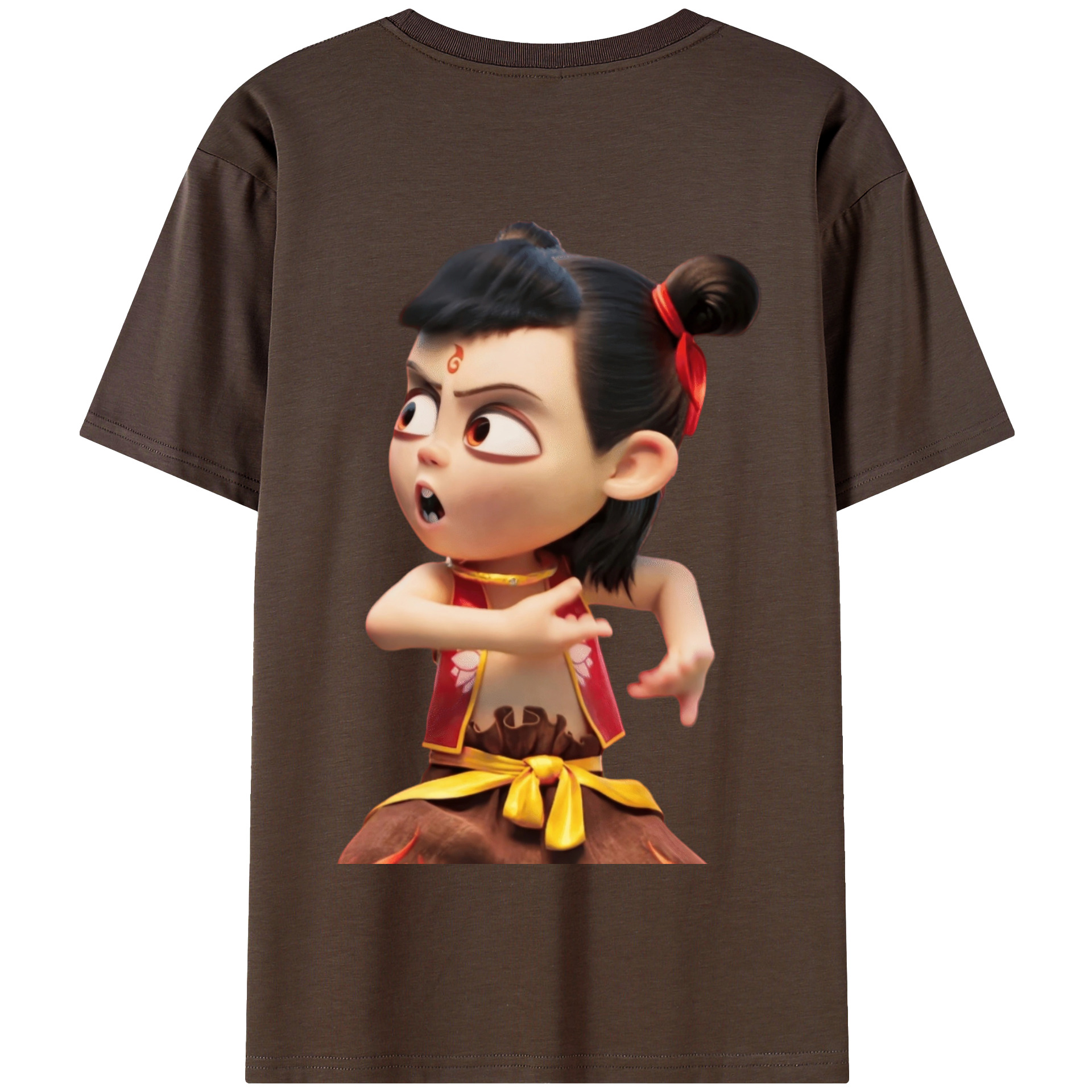 （画像用） Ne Zha 2 ナタ 魔童の大暴れ 綿100％半袖Tシャツ（背面プリント）
