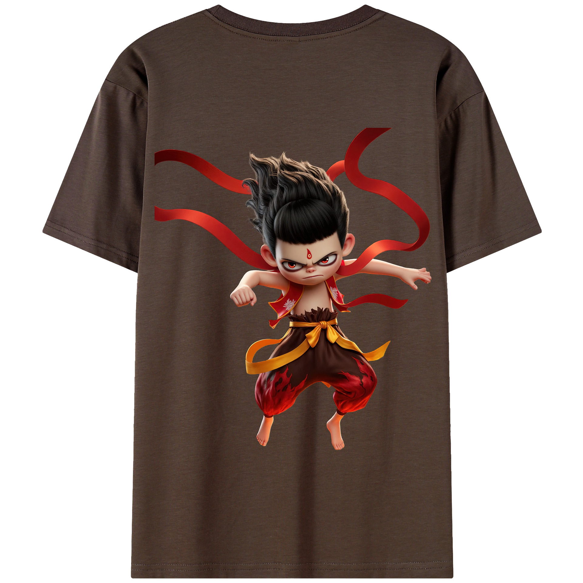 （画像用） Ne Zha 2 ナタ 魔童の大暴れ 綿100％半袖Tシャツ（背面プリント）