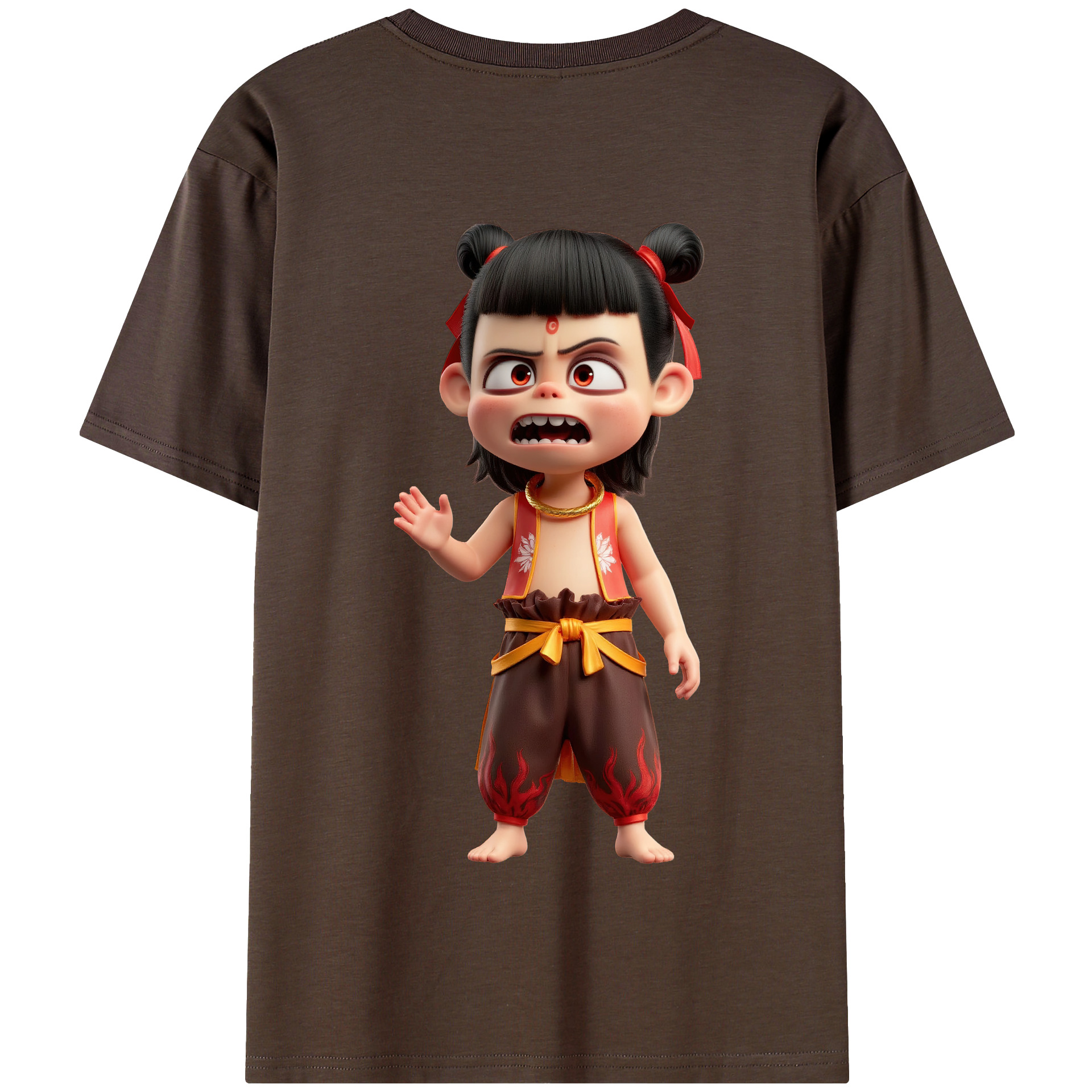 （画像用） Ne Zha 2 ナタ 魔童の大暴れ 綿100％半袖Tシャツ（背面プリント）