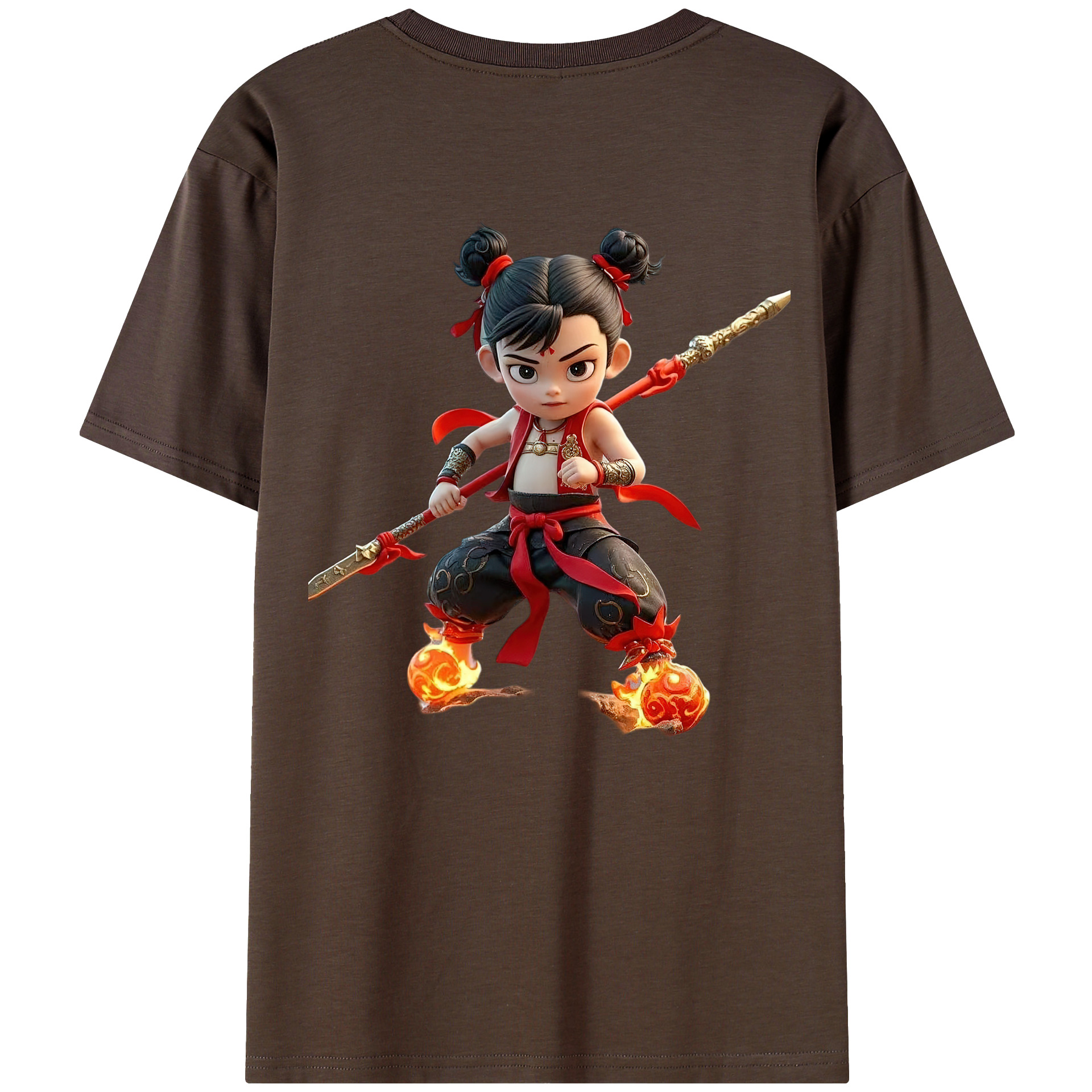 （画像用） Ne Zha 2 ナタ 魔童の大暴れ 綿100％半袖Tシャツ（背面プリント）