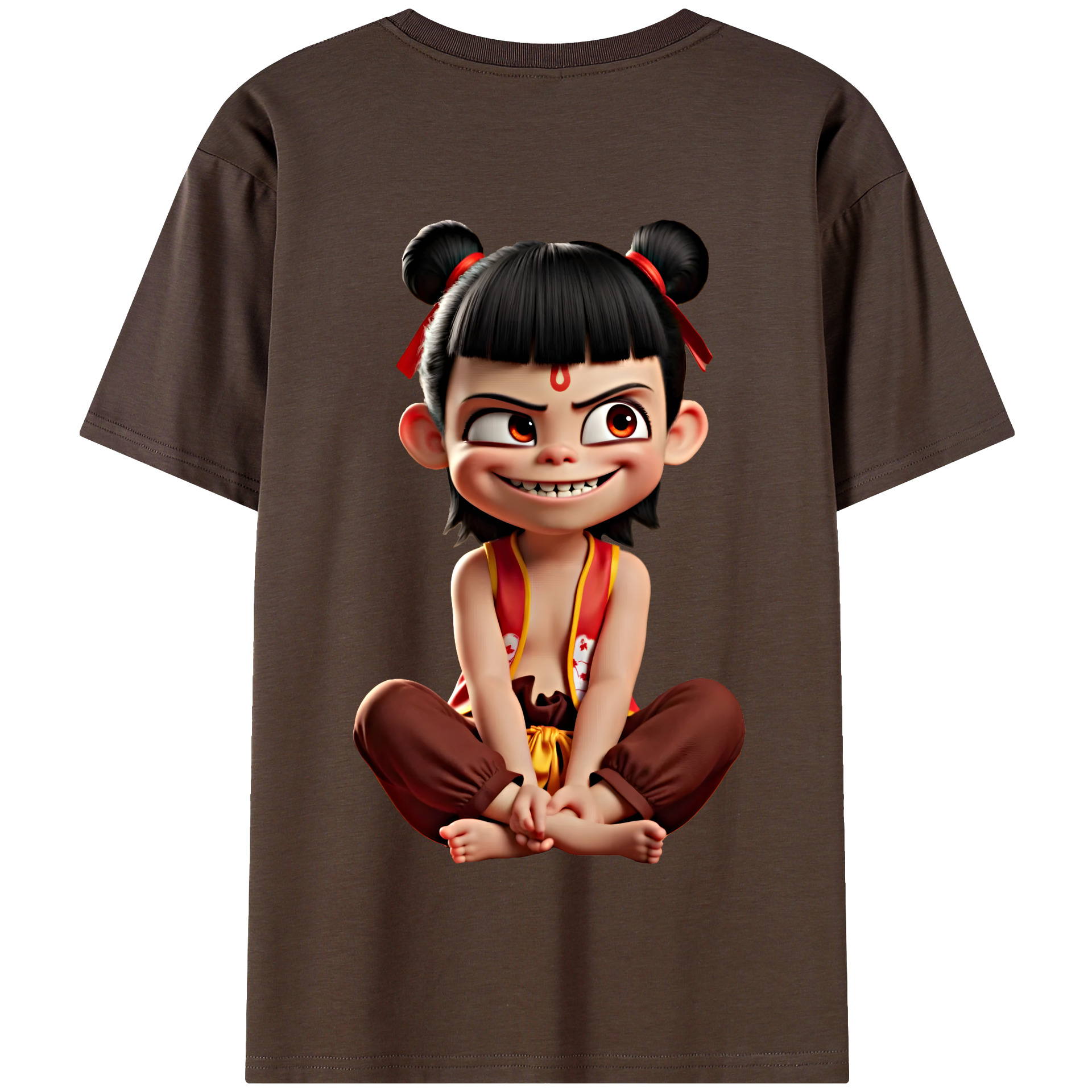 （画像用） Ne Zha 2 ナタ 魔童の大暴れ 綿100％半袖Tシャツ（背面プリント）