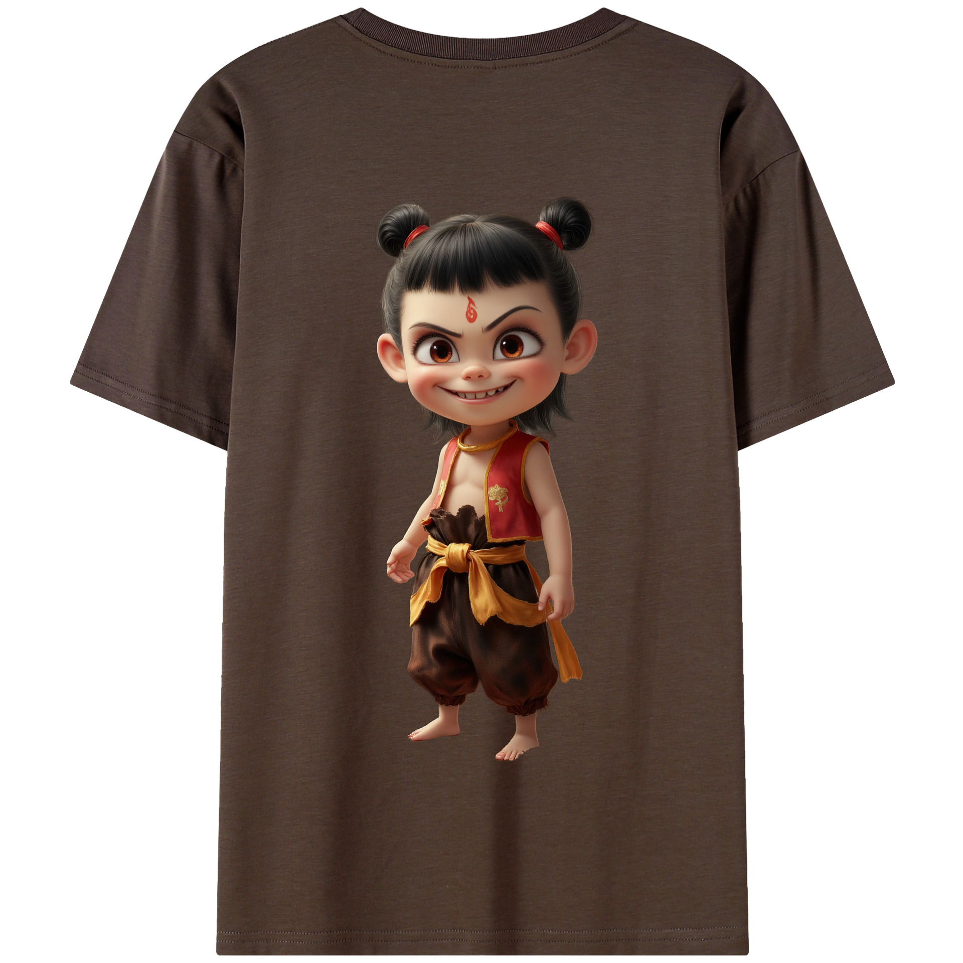 （画像用） Ne Zha 2 ナタ 魔童の大暴れ 綿100％半袖Tシャツ（背面プリント）
