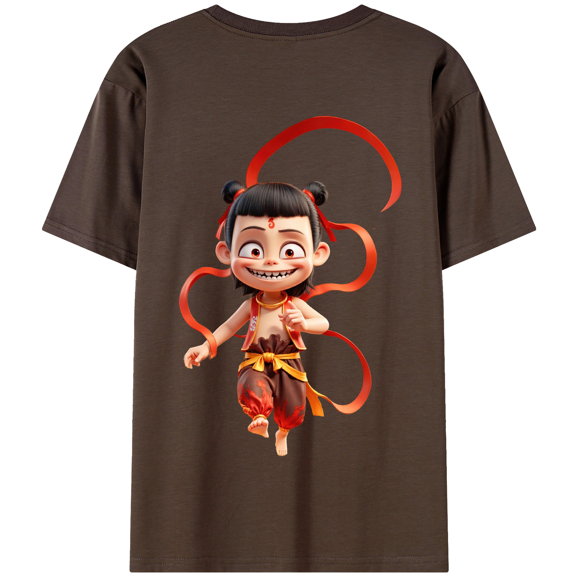 （画像用） Ne Zha 2 ナタ 魔童の大暴れ 綿100％半袖Tシャツ（背面プリント）