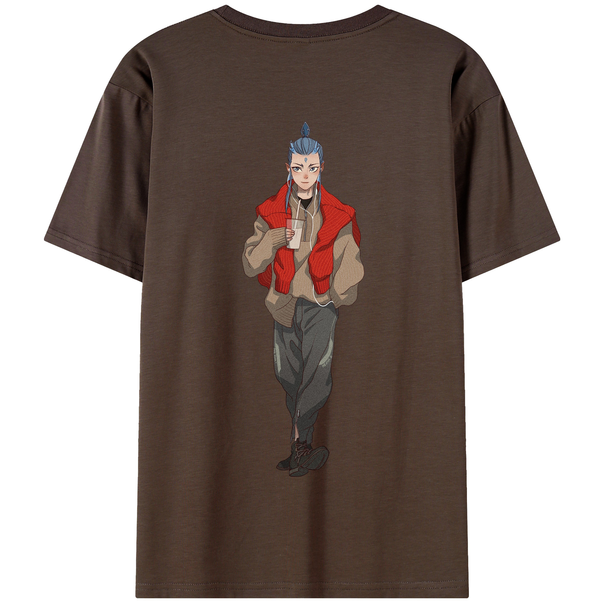 （画像用） Ne Zha 2 ナタ 魔童の大暴れ 綿100％半袖Tシャツ（背面プリント）