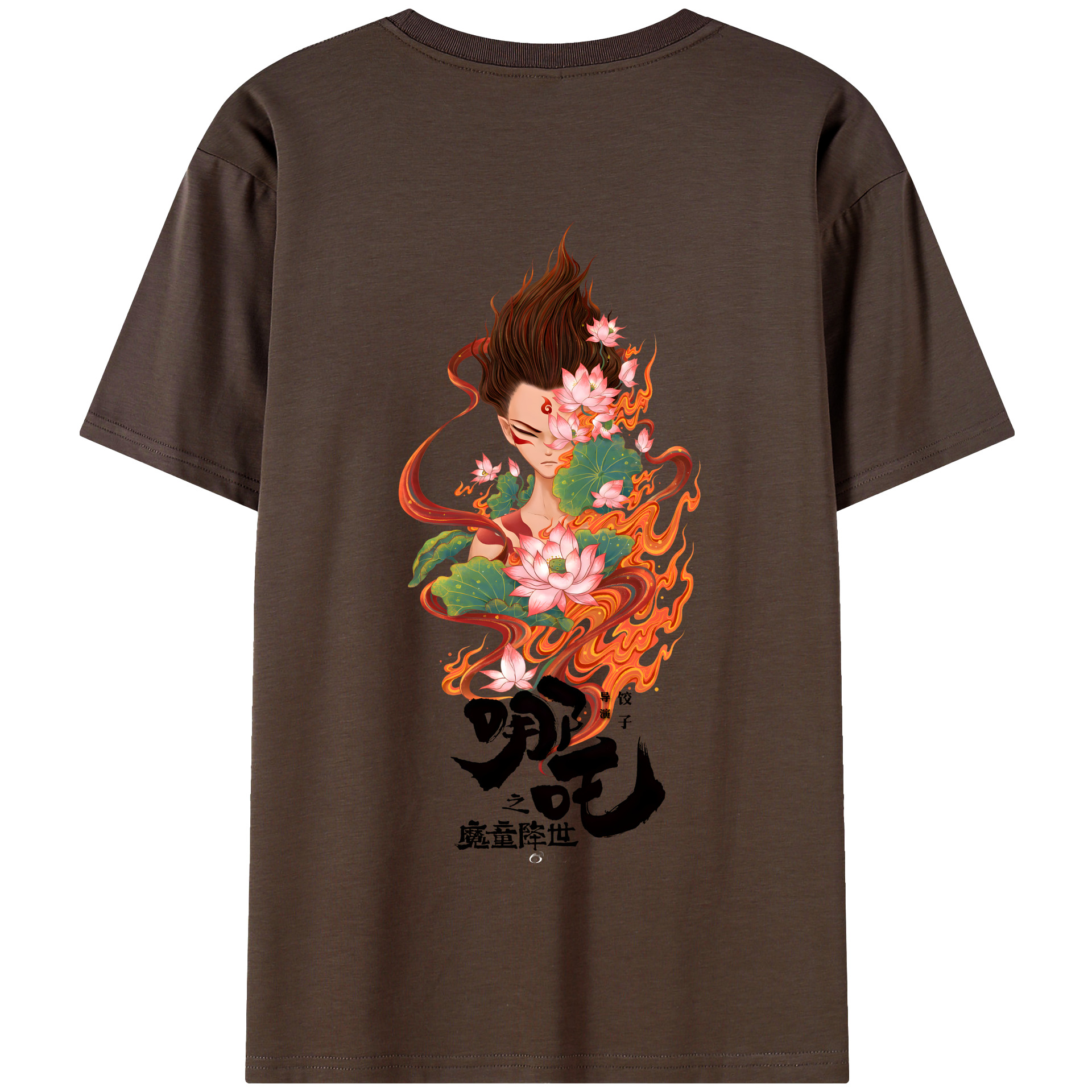 （画像用） Ne Zha 2 ナタ 魔童の大暴れ 綿100％半袖Tシャツ（背面プリント）