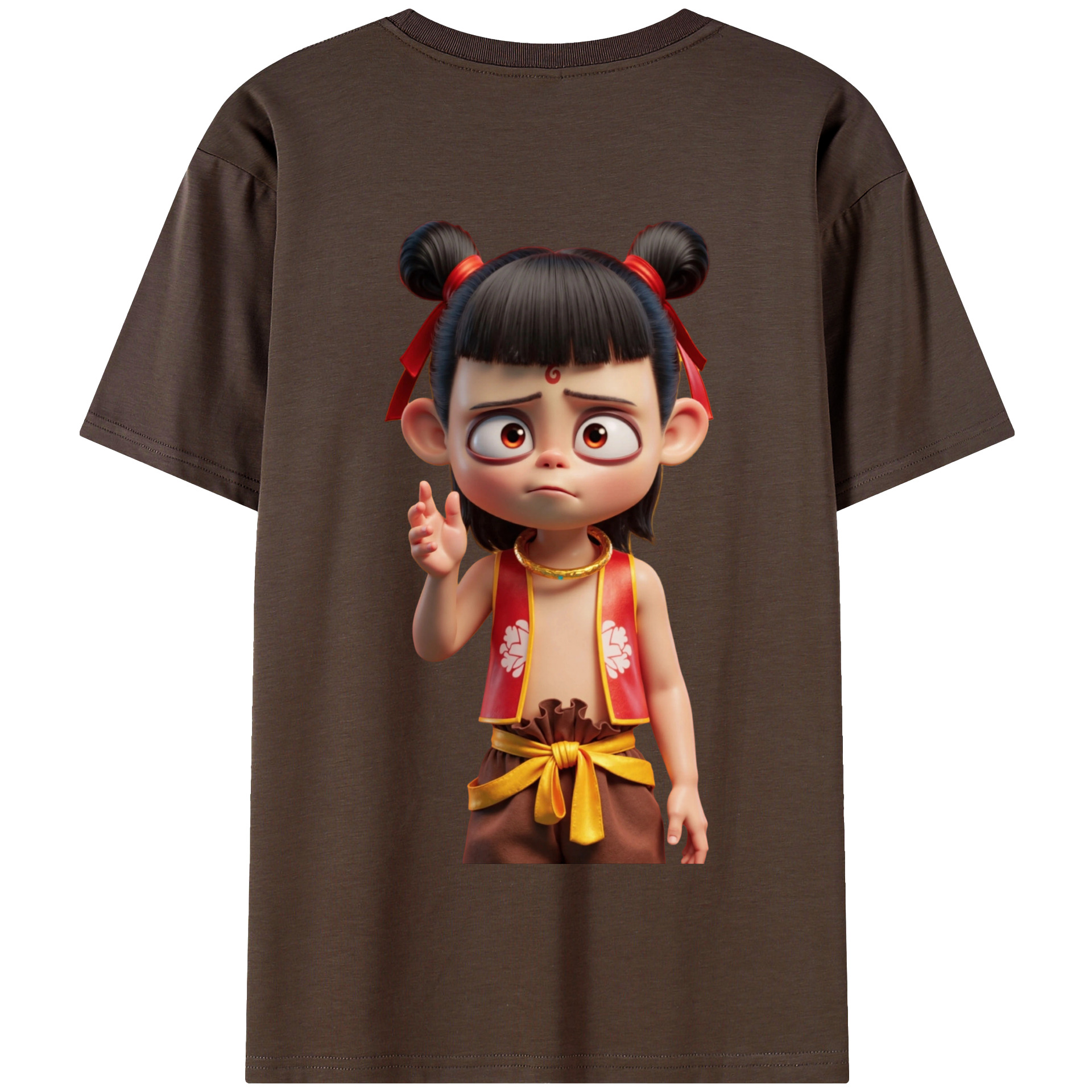 （画像用） Ne Zha 2 ナタ 魔童の大暴れ 綿100％半袖Tシャツ（背面プリント）