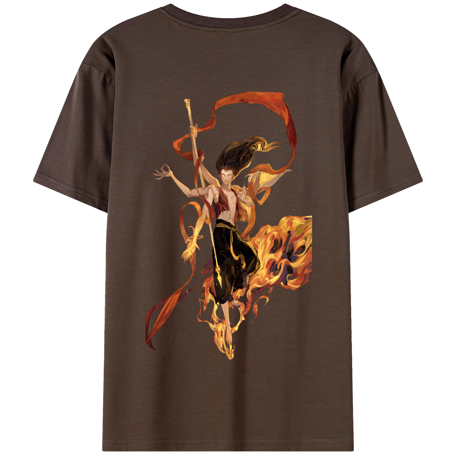（画像用） Ne Zha 2 ナタ 魔童の大暴れ 綿100％半袖Tシャツ（背面プリント）