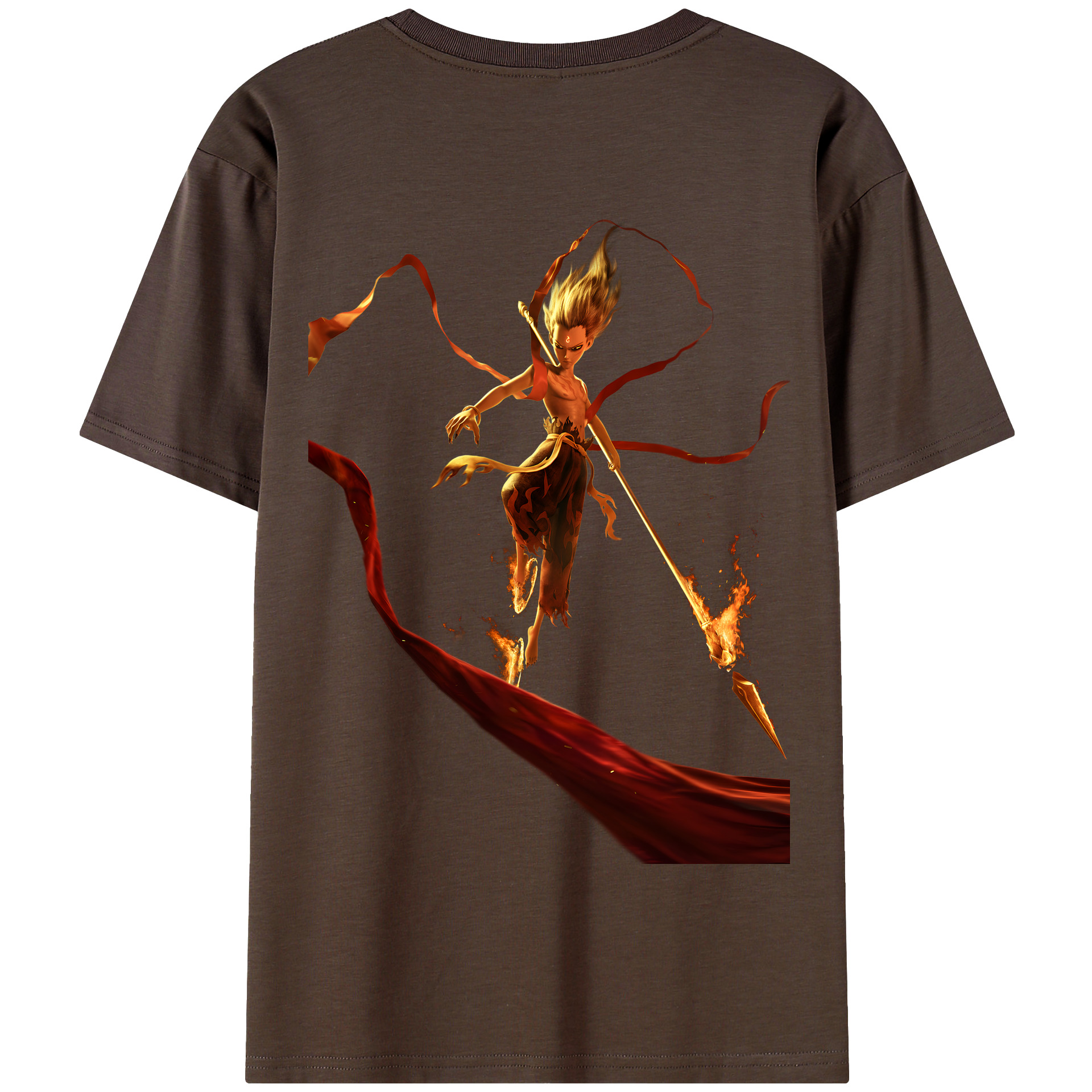 （画像用） Ne Zha 2 ナタ 魔童の大暴れ 綿100％半袖Tシャツ（背面プリント）