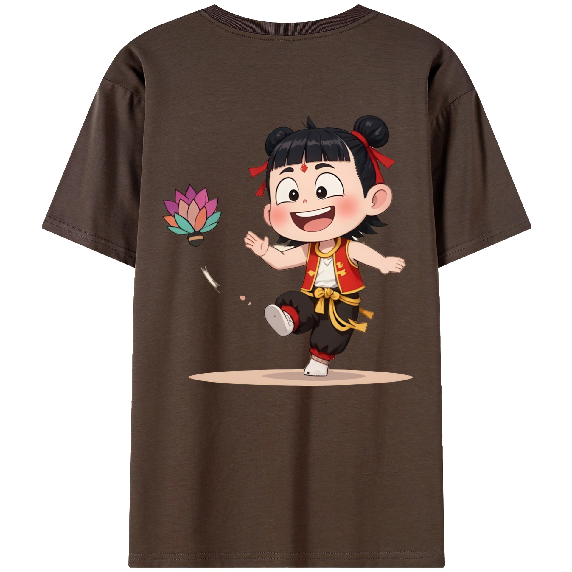（画像用） Ne Zha 2 ナタ 魔童の大暴れ 綿100％半袖Tシャツ（背面プリント）
