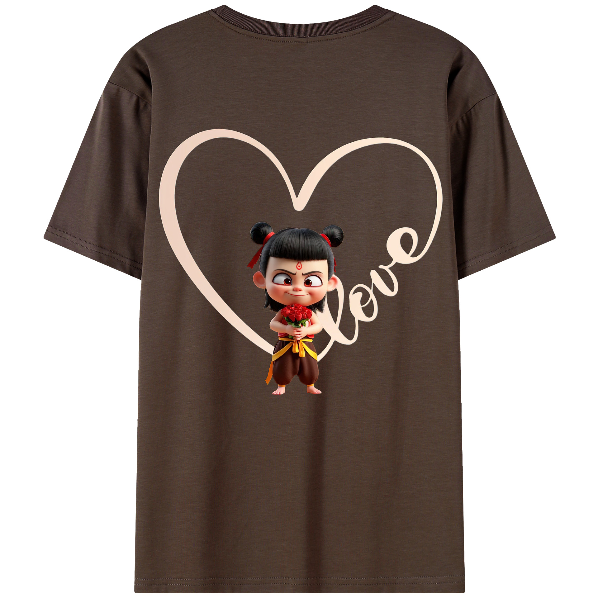 （画像用） Ne Zha 2 ナタ 魔童の大暴れ 綿100％半袖Tシャツ（背面プリント）