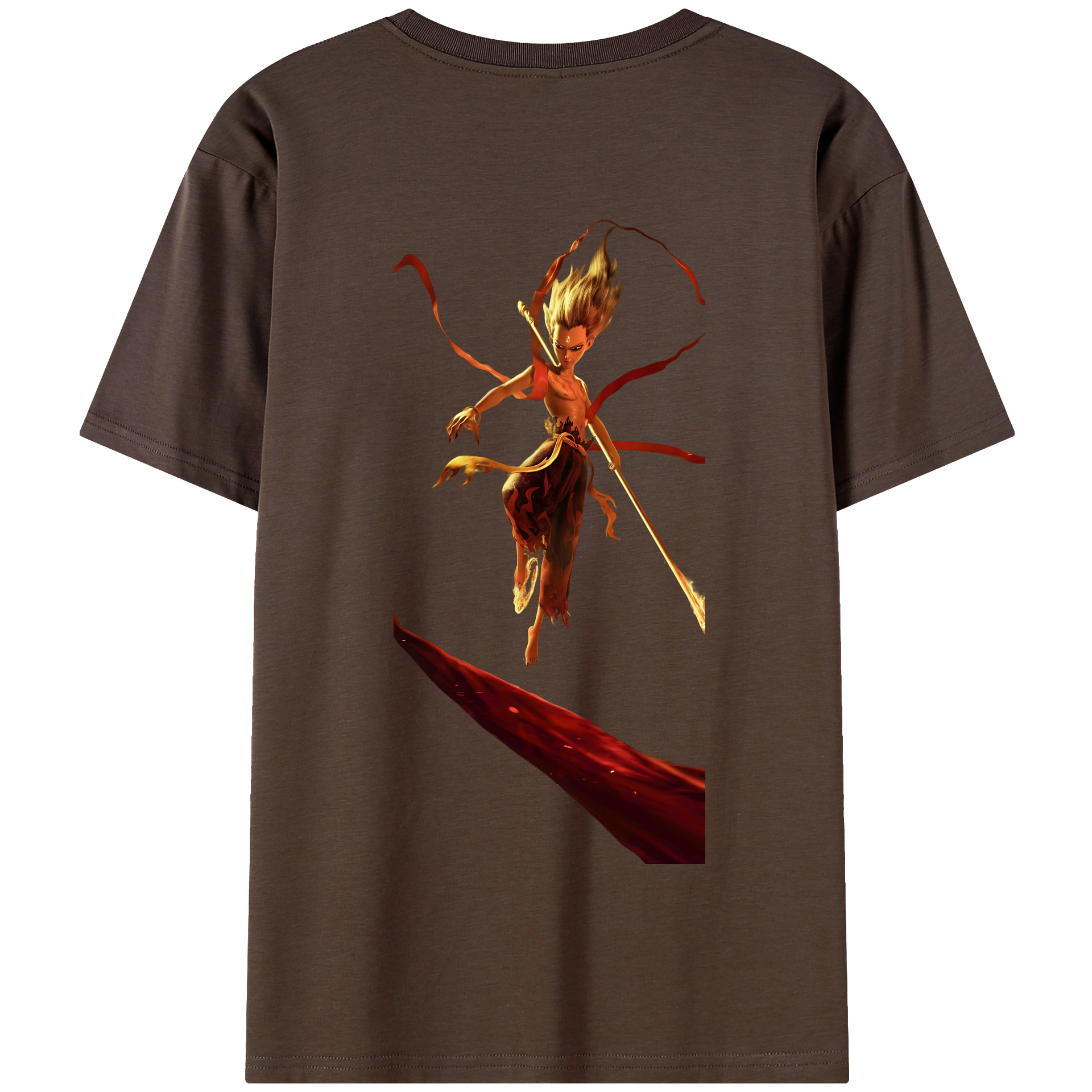 （画像用） Ne Zha 2 ナタ 魔童の大暴れ 綿100％半袖Tシャツ（背面プリント）