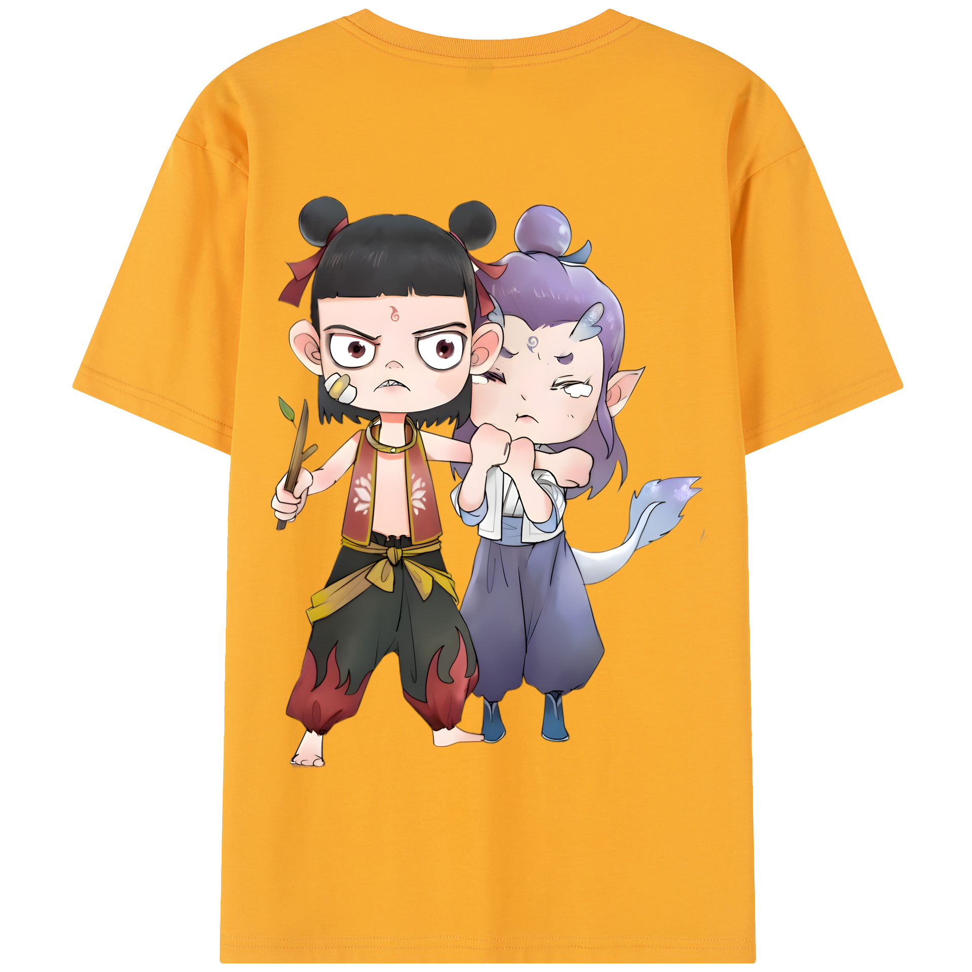 （画像用） Ne Zha 2 ナタ 魔童の大暴れ 綿100％半袖Tシャツ（背面プリント）