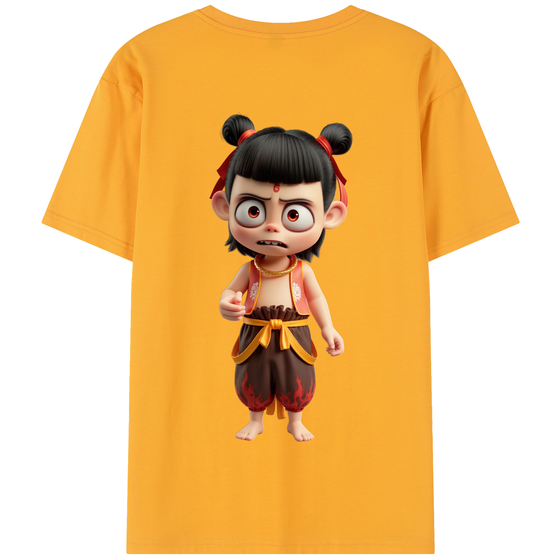 （画像用） Ne Zha 2 ナタ 魔童の大暴れ 綿100％半袖Tシャツ（背面プリント）