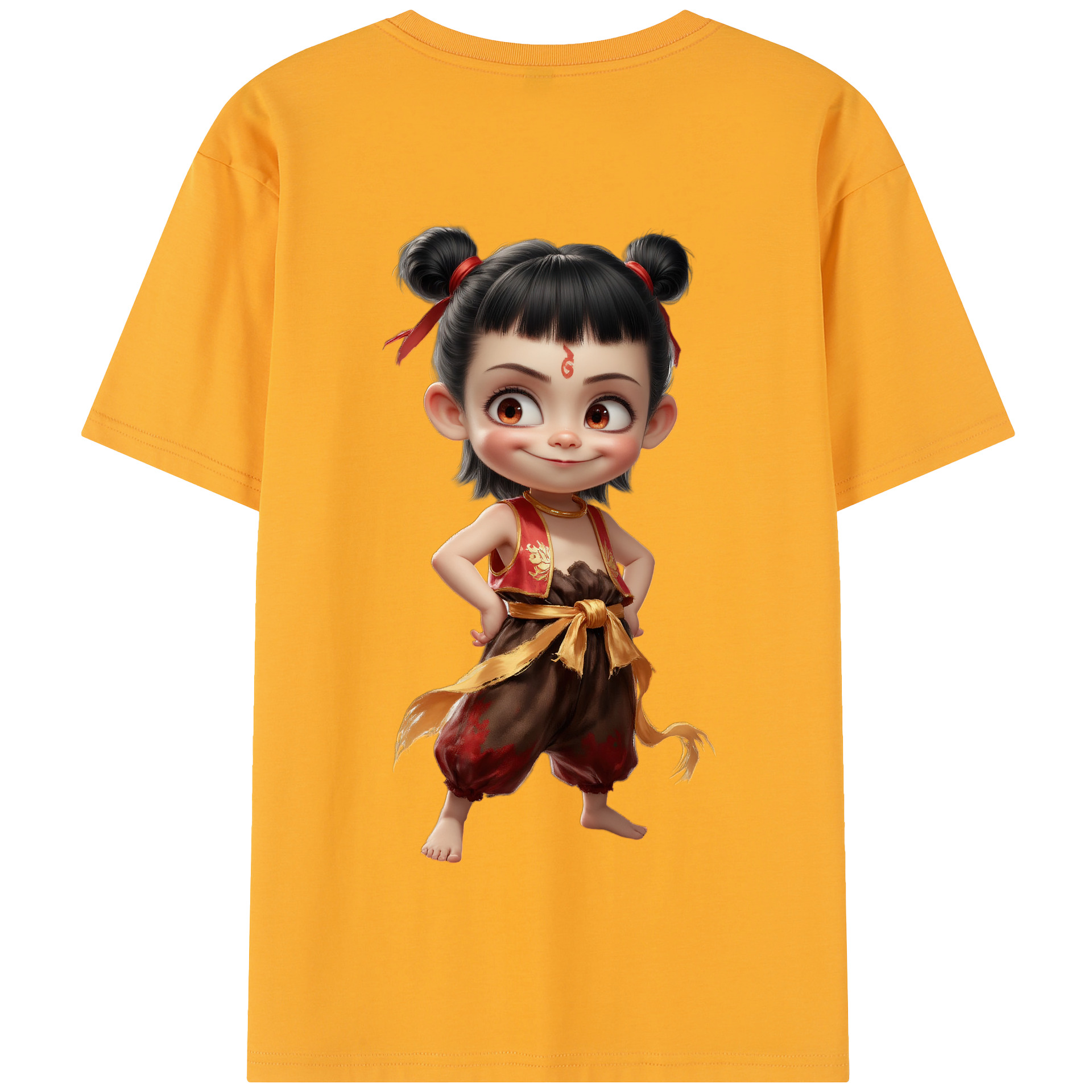 （画像用） Ne Zha 2 ナタ 魔童の大暴れ 綿100％半袖Tシャツ（背面プリント）