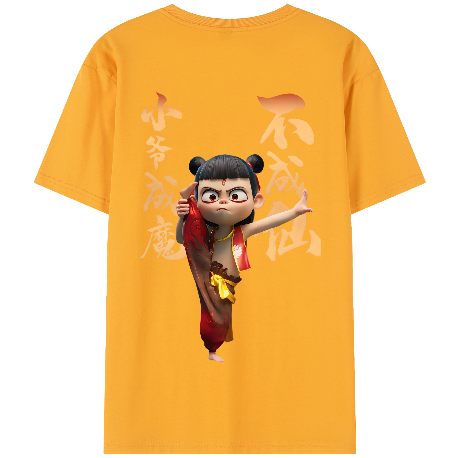 （画像用） Ne Zha 2 ナタ 魔童の大暴れ 綿100％半袖Tシャツ（背面プリント）