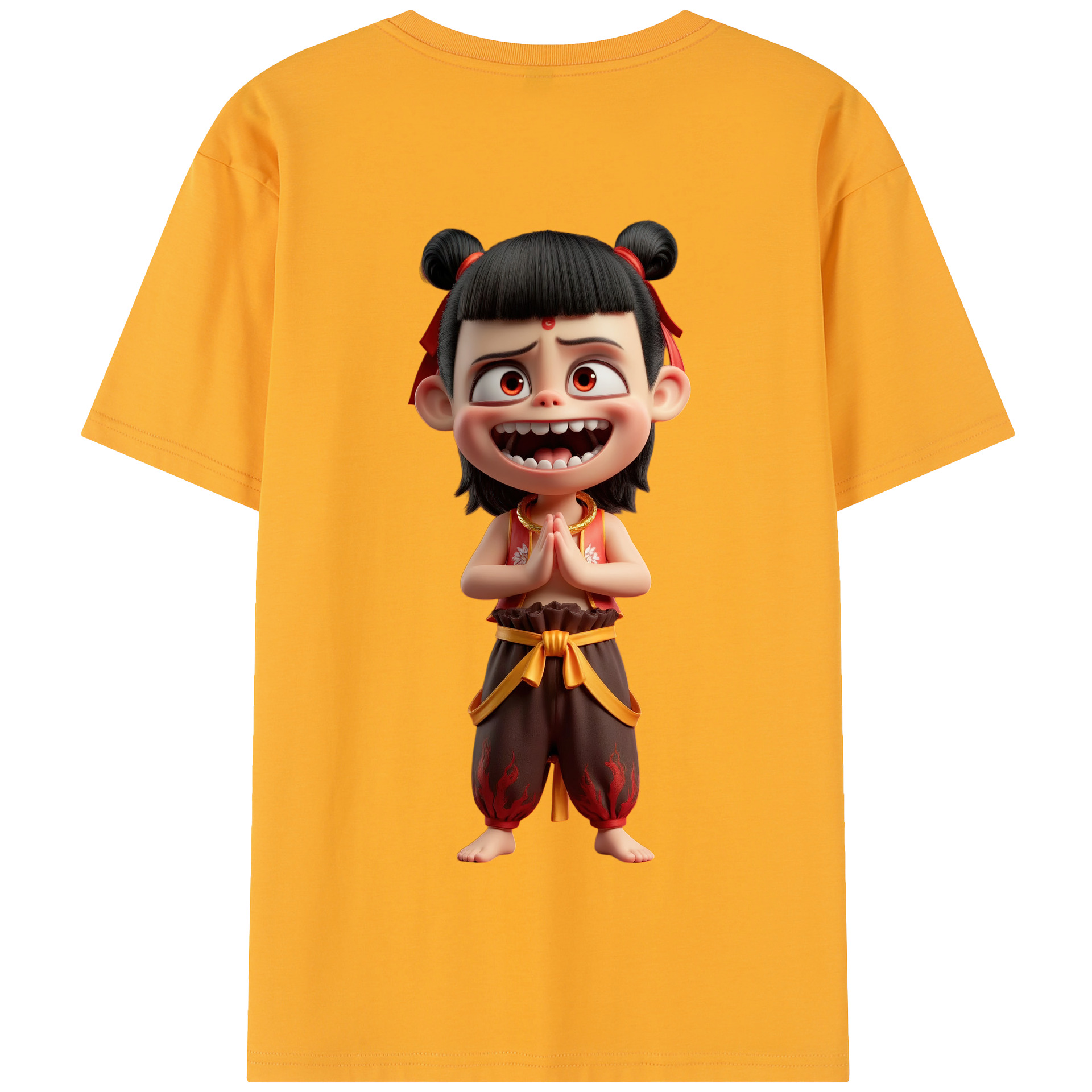 （画像用） Ne Zha 2 ナタ 魔童の大暴れ 綿100％半袖Tシャツ（背面プリント）