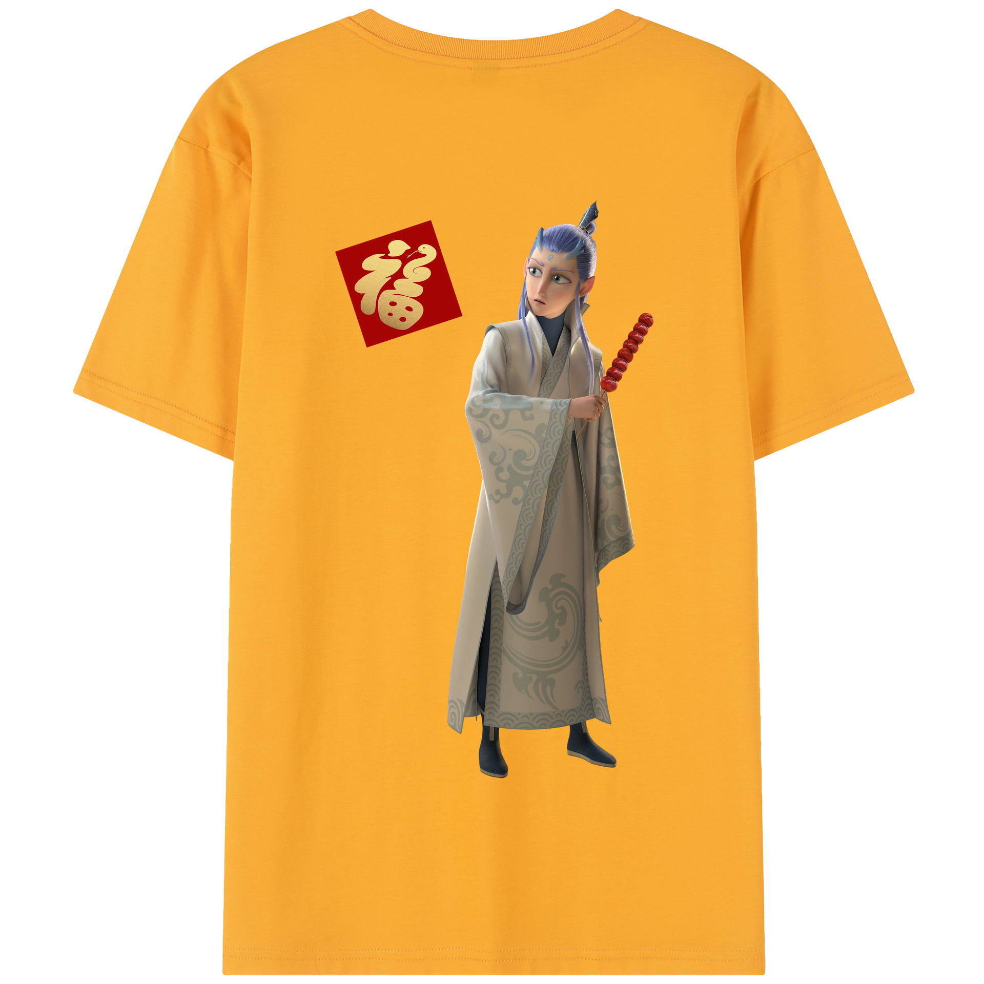 （画像用） Ne Zha 2 ナタ 魔童の大暴れ 綿100％半袖Tシャツ（背面プリント）