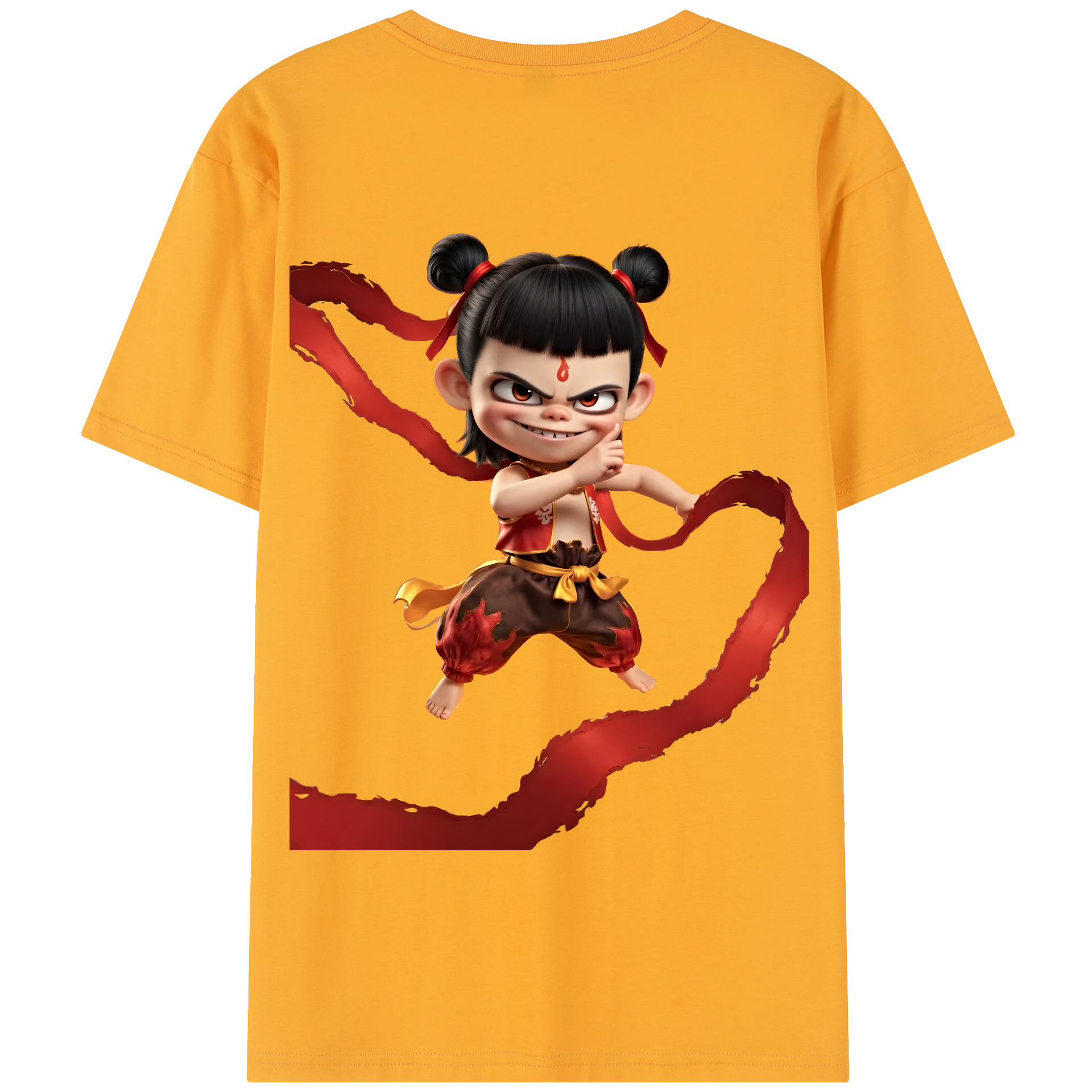 （画像用） Ne Zha 2 ナタ 魔童の大暴れ 綿100％半袖Tシャツ（背面プリント）