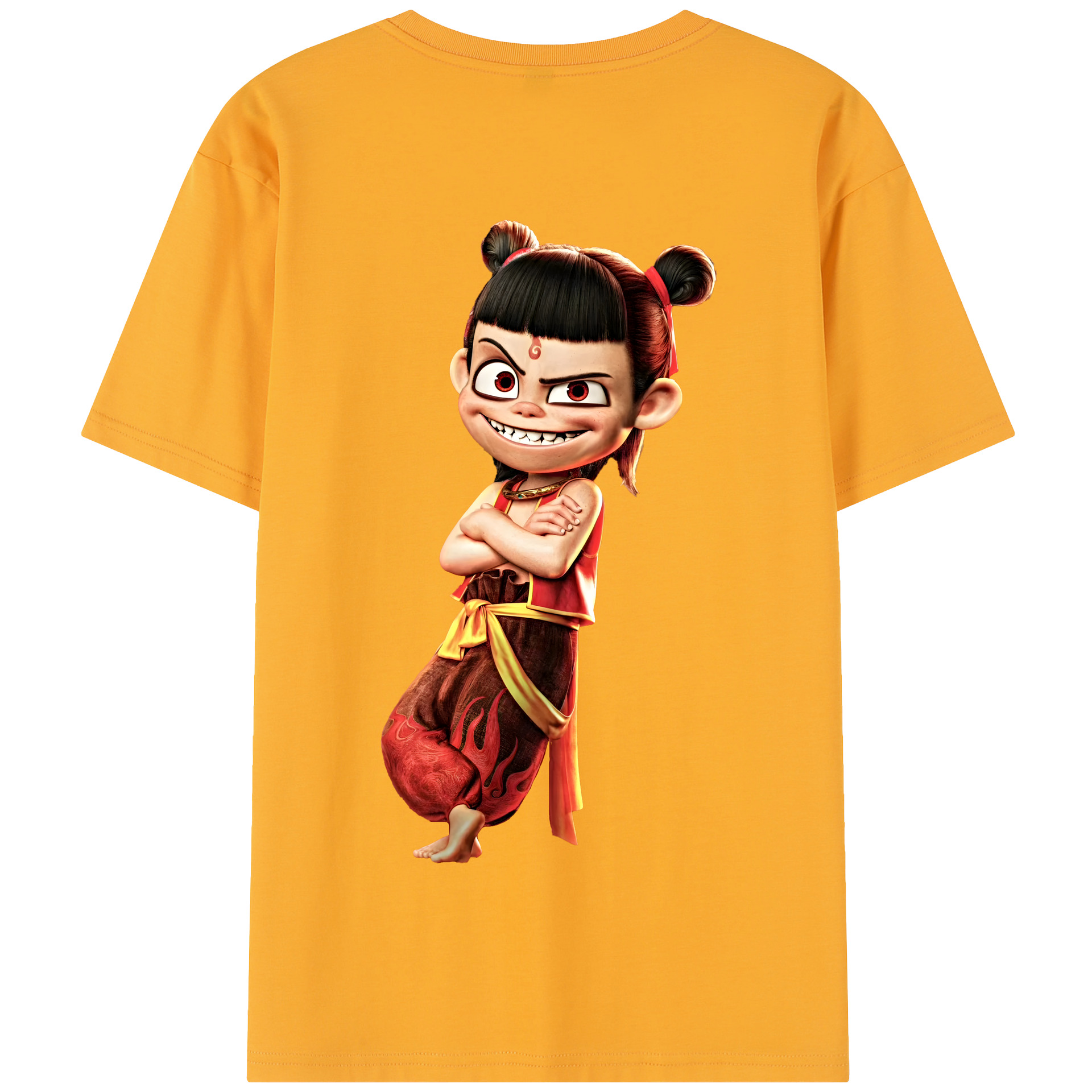（画像用） Ne Zha 2 ナタ 魔童の大暴れ 綿100％半袖Tシャツ（背面プリント）