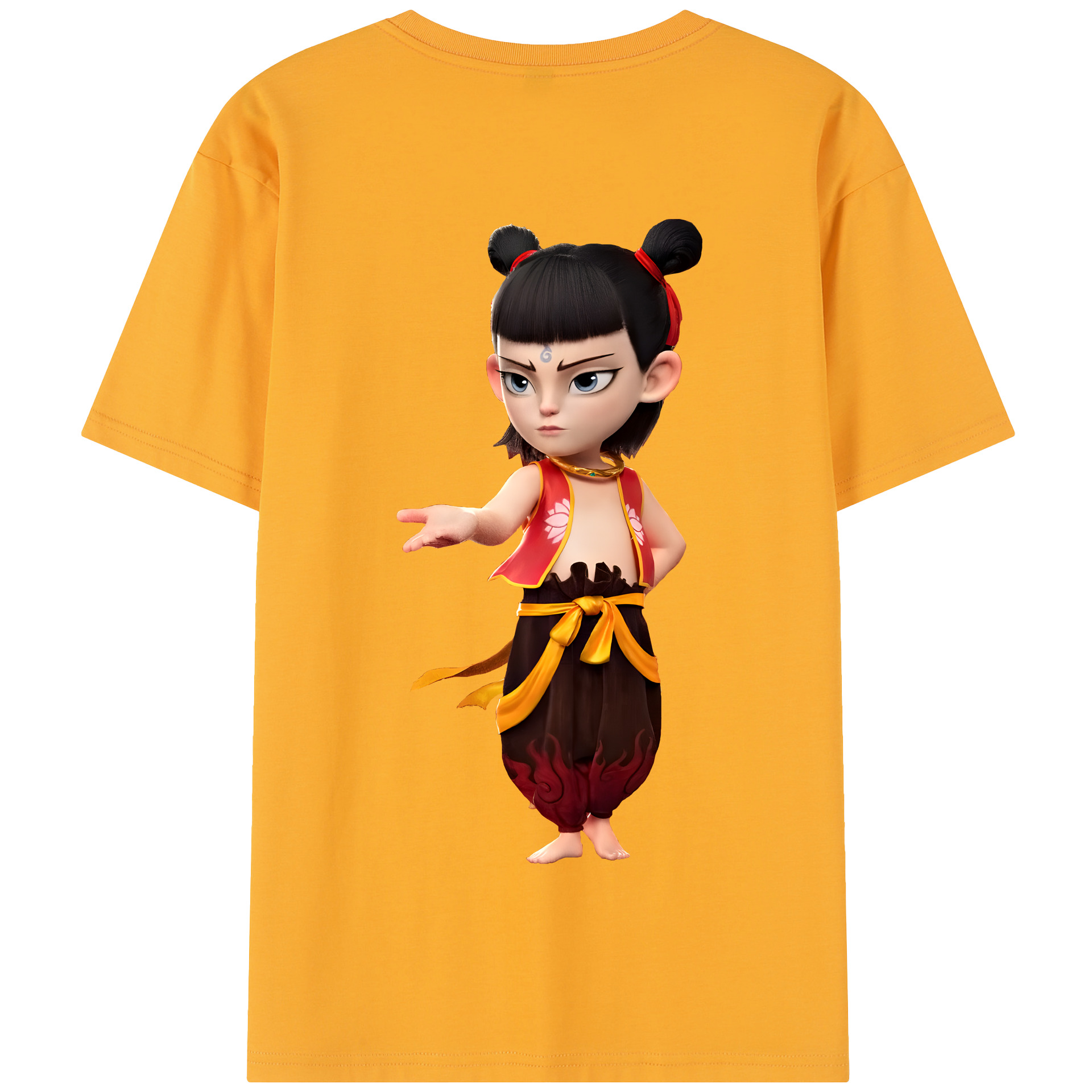 （画像用） Ne Zha 2 ナタ 魔童の大暴れ 綿100％半袖Tシャツ（背面プリント）