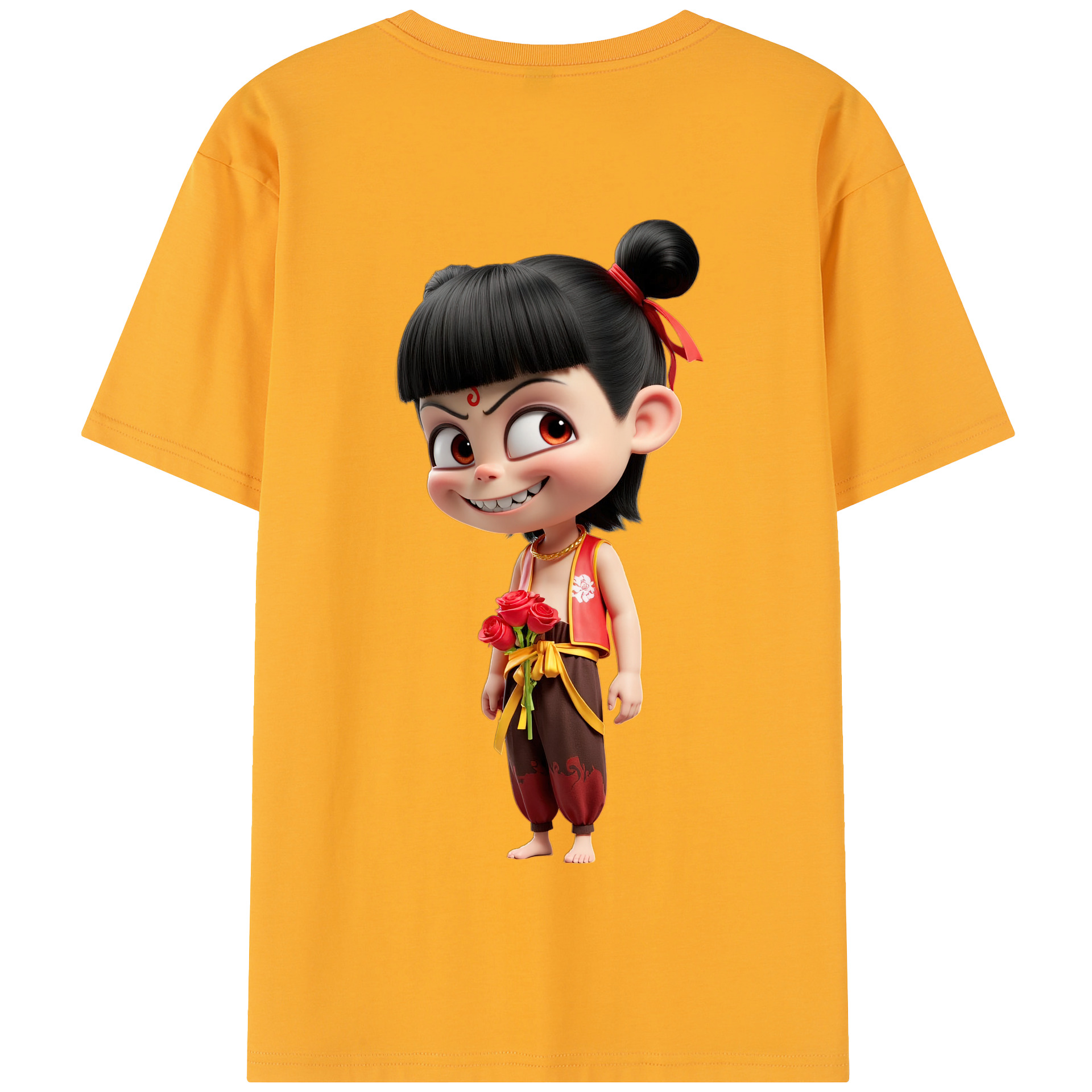 （画像用） Ne Zha 2 ナタ 魔童の大暴れ 綿100％半袖Tシャツ（背面プリント）