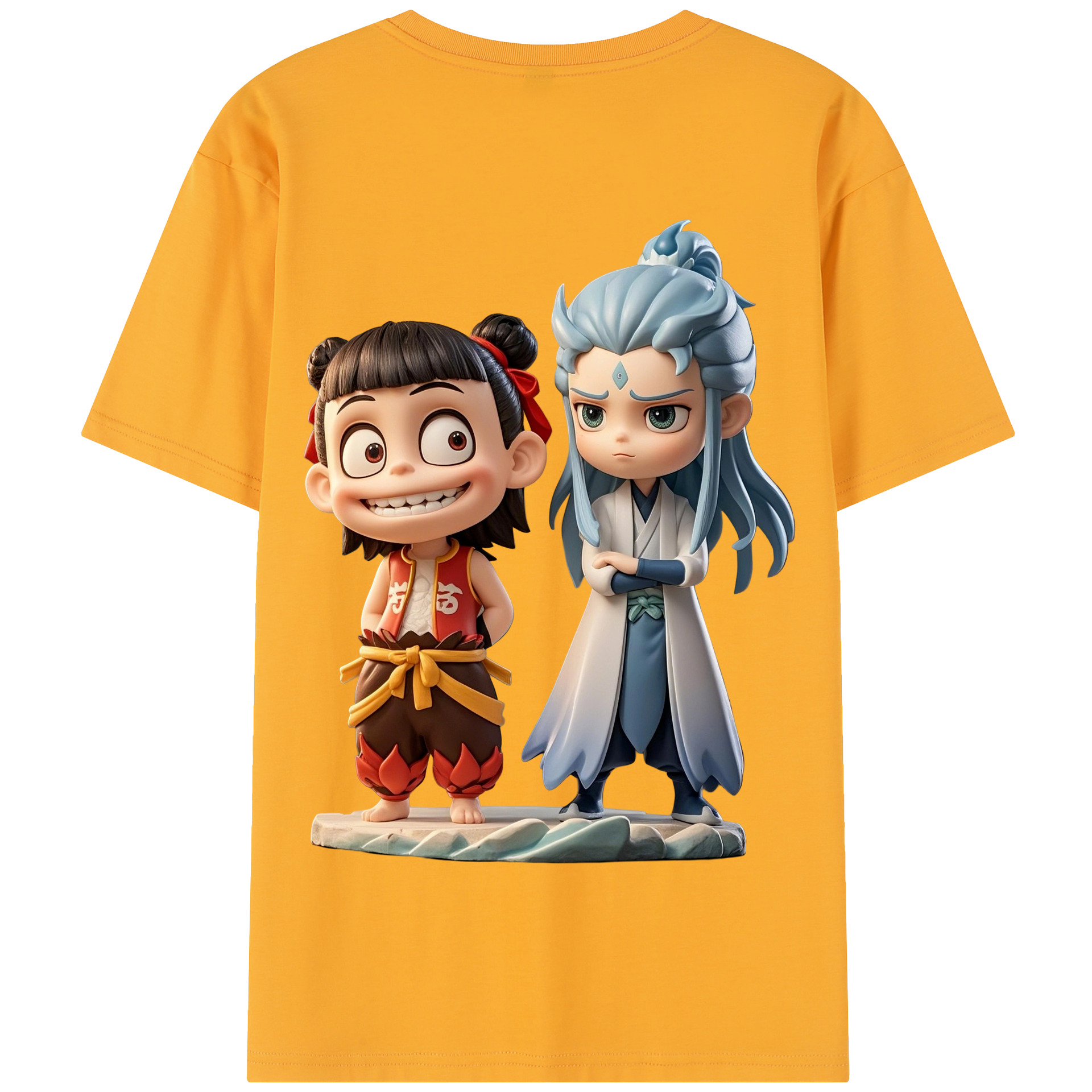 （画像用） Ne Zha 2 ナタ 魔童の大暴れ 綿100％半袖Tシャツ（背面プリント）