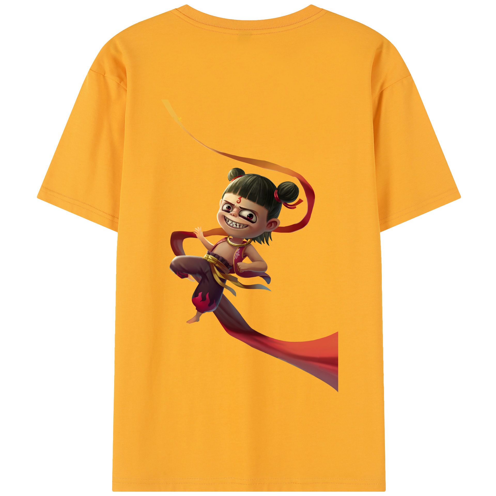 （画像用） Ne Zha 2 ナタ 魔童の大暴れ 綿100％半袖Tシャツ（背面プリント）