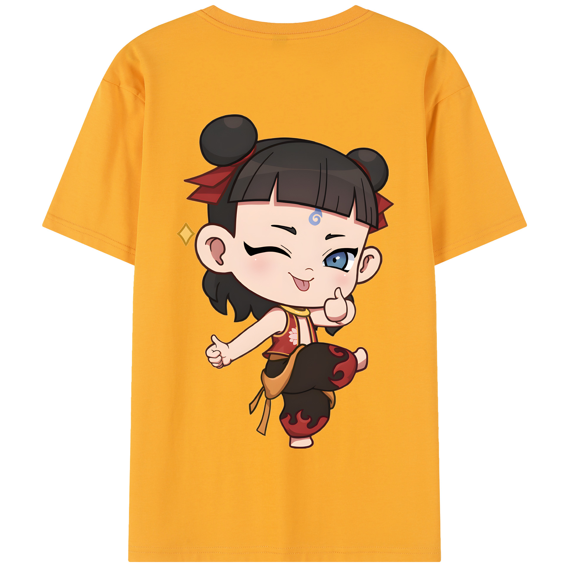 （画像用） Ne Zha 2 ナタ 魔童の大暴れ 綿100％半袖Tシャツ（背面プリント）