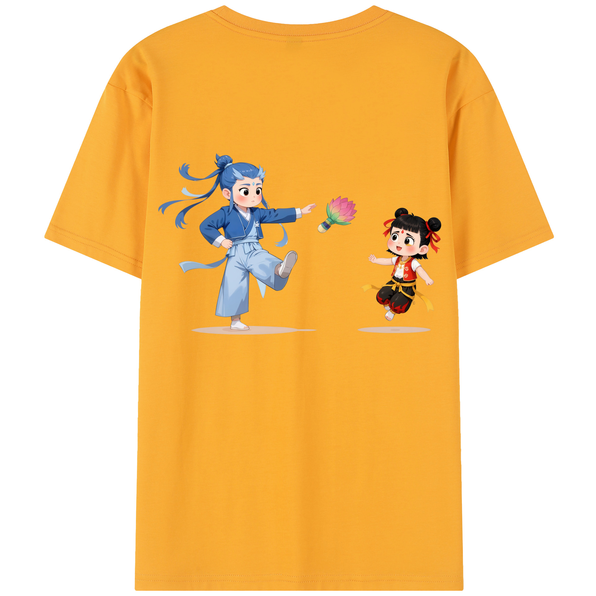 （画像用） Ne Zha 2 ナタ 魔童の大暴れ 綿100％半袖Tシャツ（背面プリント）