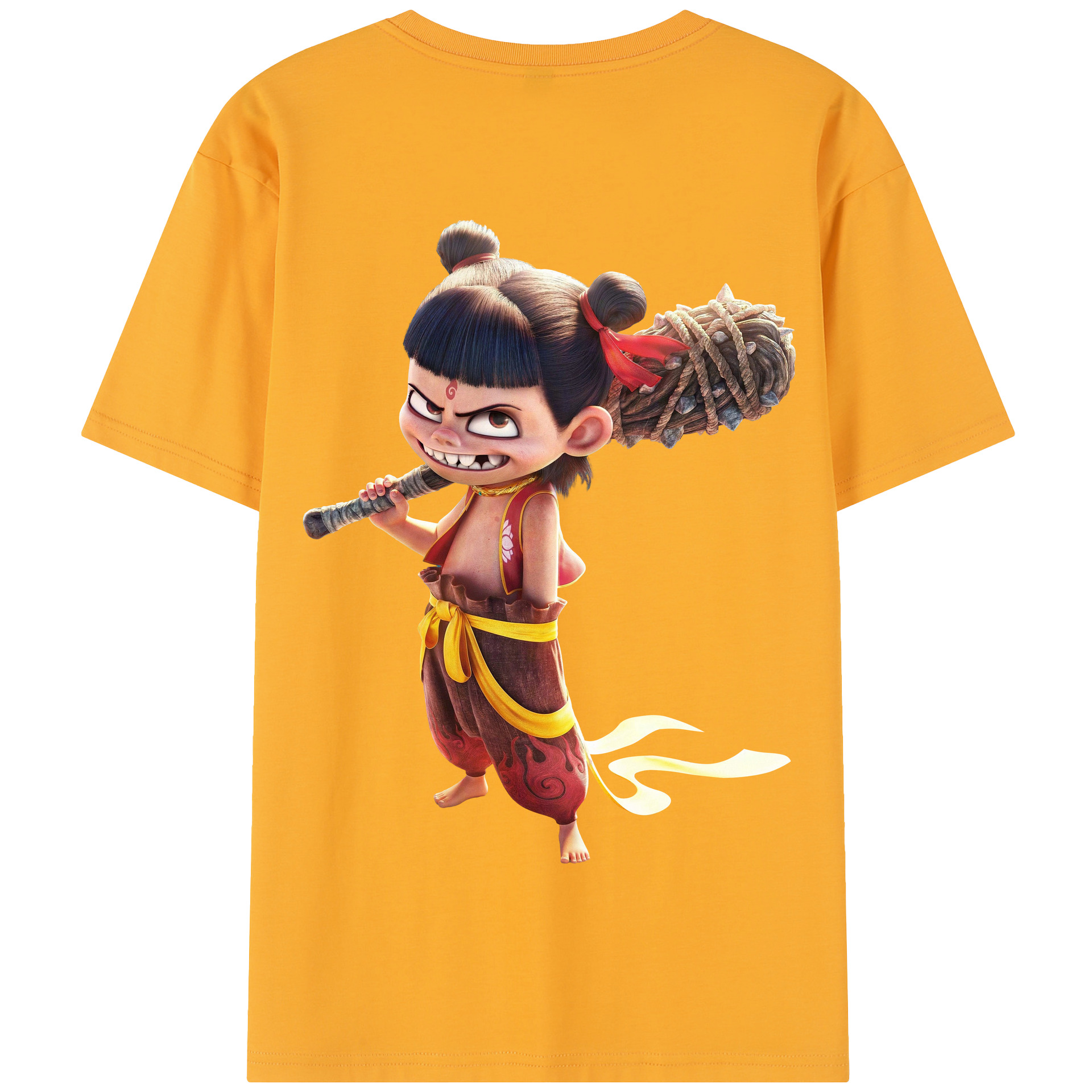 （画像用） Ne Zha 2 ナタ 魔童の大暴れ 綿100％半袖Tシャツ（背面プリント）