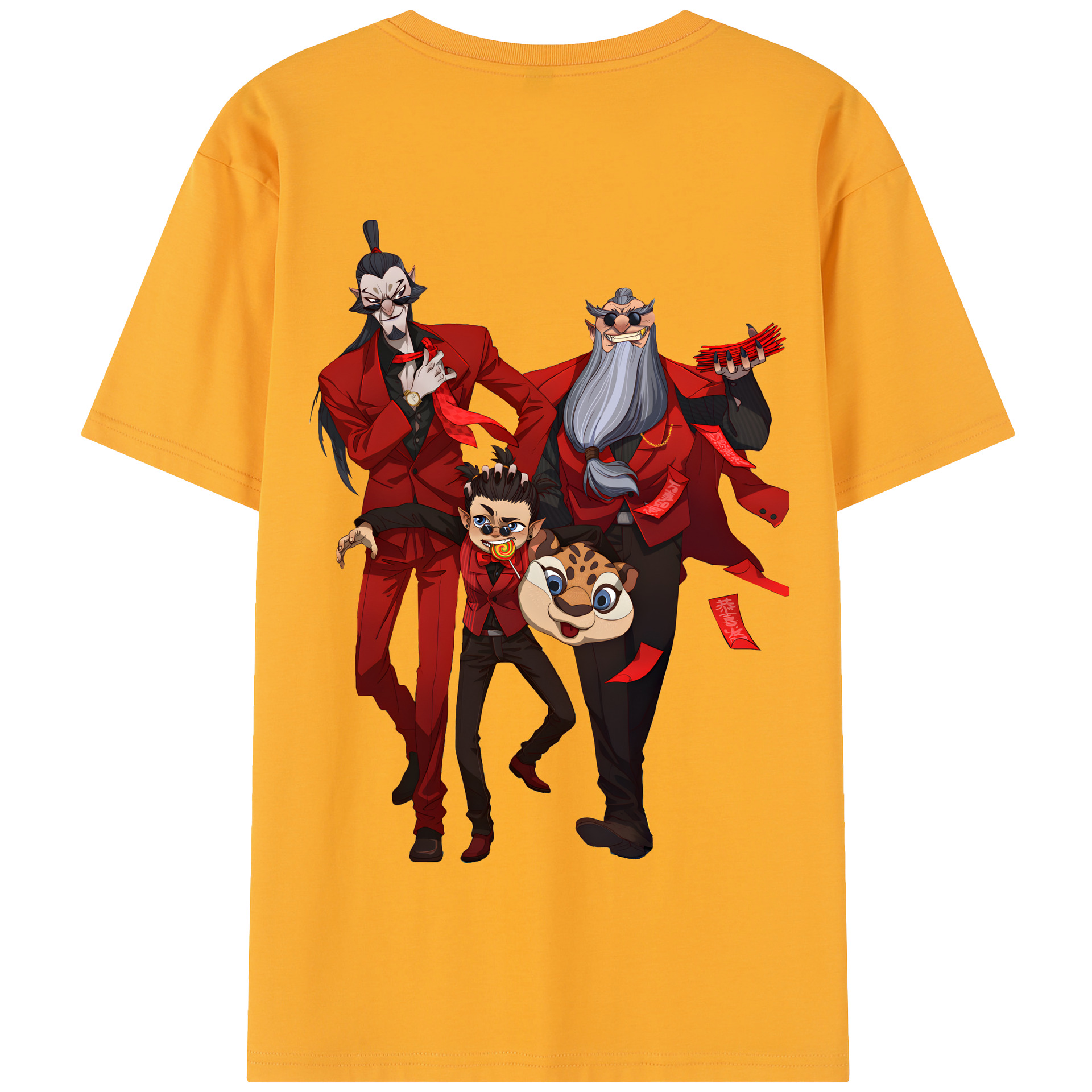 （画像用） Ne Zha 2 ナタ 魔童の大暴れ 綿100％半袖Tシャツ（背面プリント）
