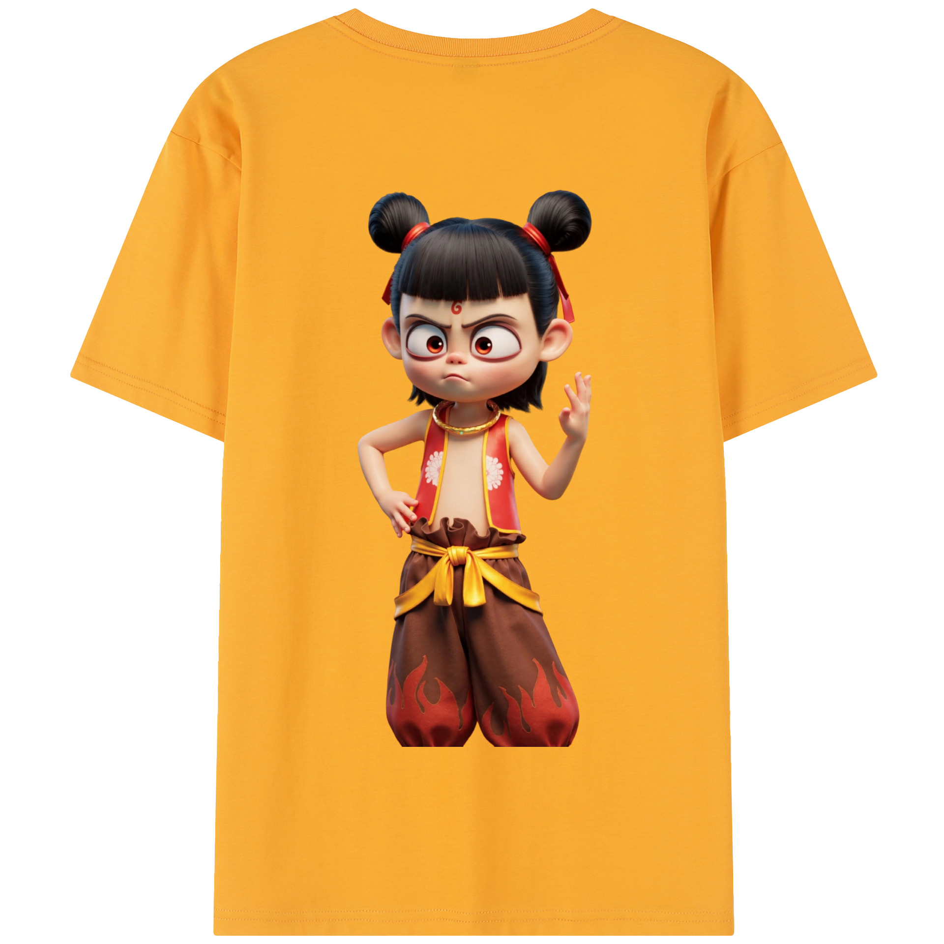 （画像用） Ne Zha 2 ナタ 魔童の大暴れ 綿100％半袖Tシャツ（背面プリント）