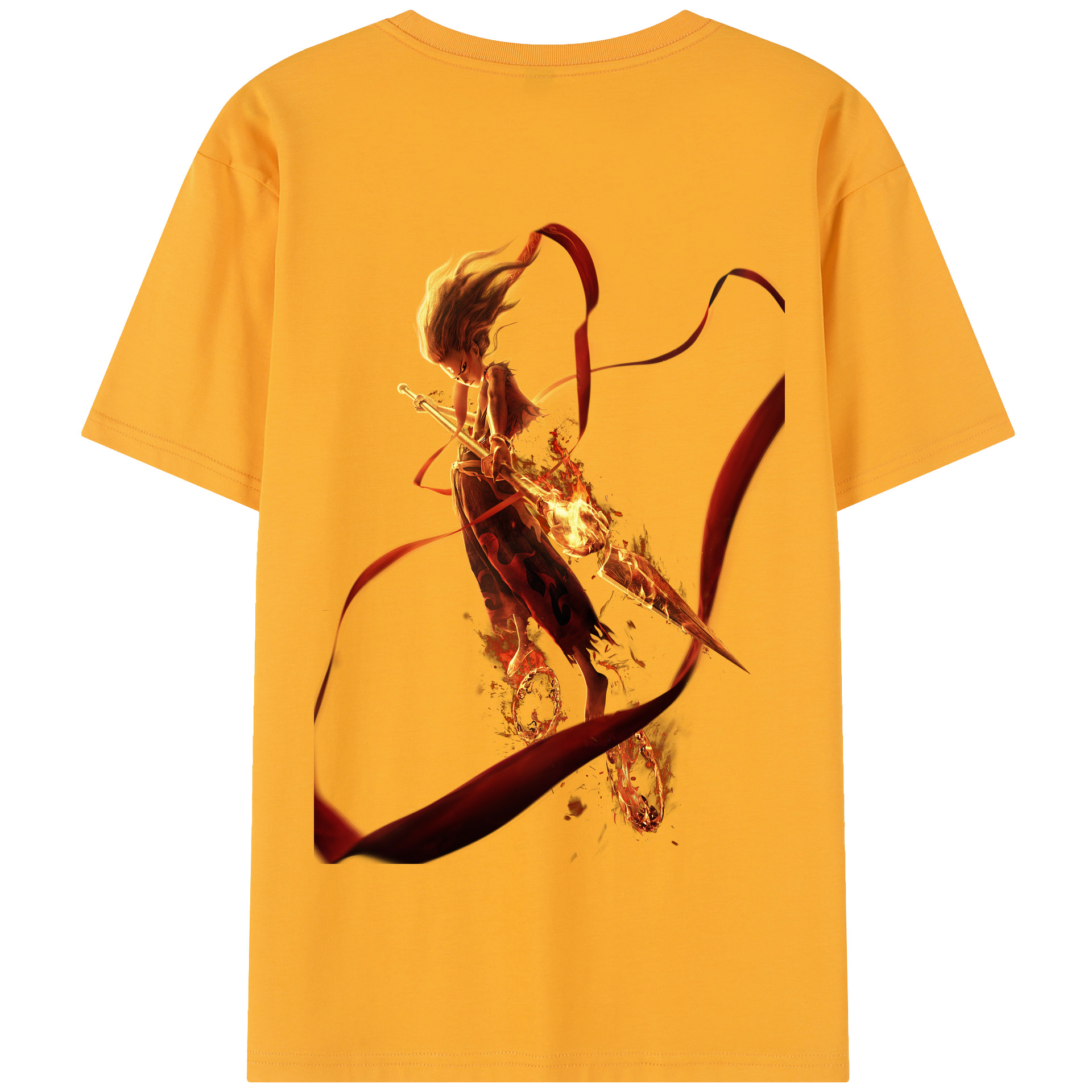 （画像用） Ne Zha 2 ナタ 魔童の大暴れ 綿100％半袖Tシャツ（背面プリント）