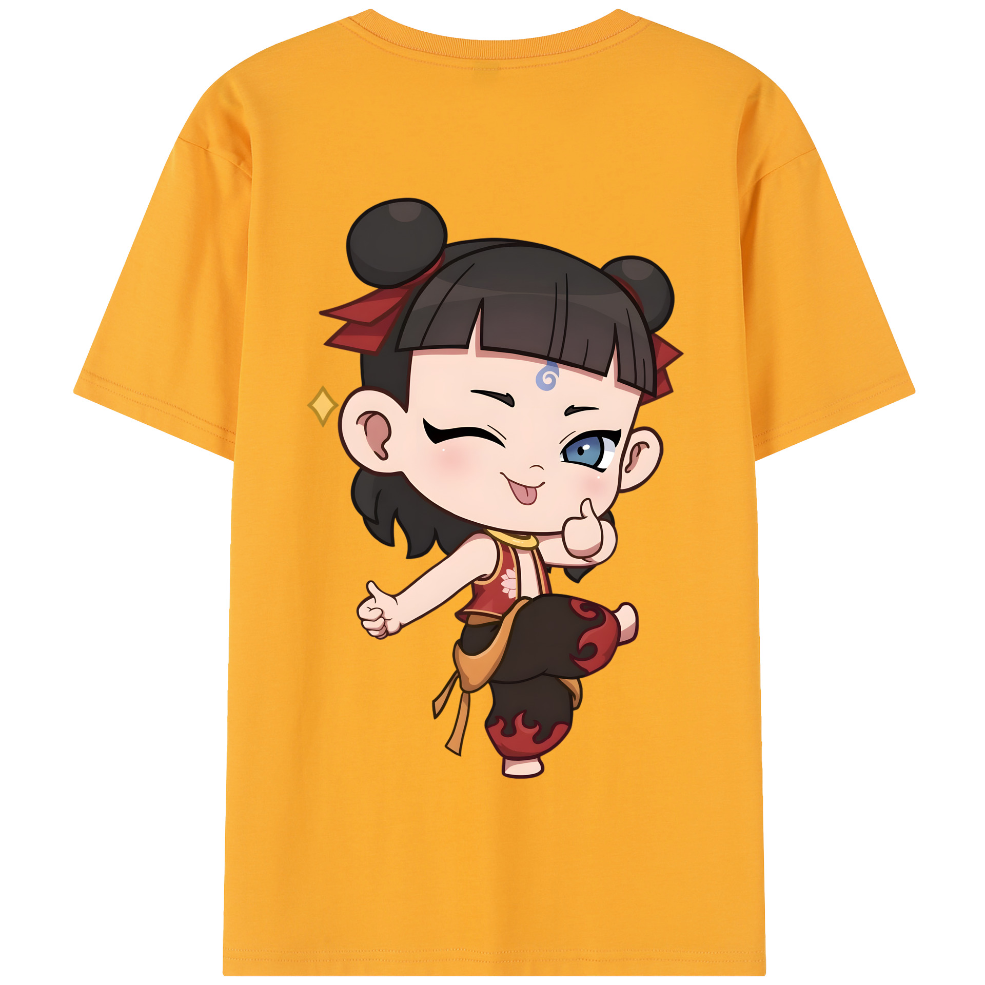（画像用） Ne Zha 2 ナタ 魔童の大暴れ 綿100％半袖Tシャツ（背面プリント）