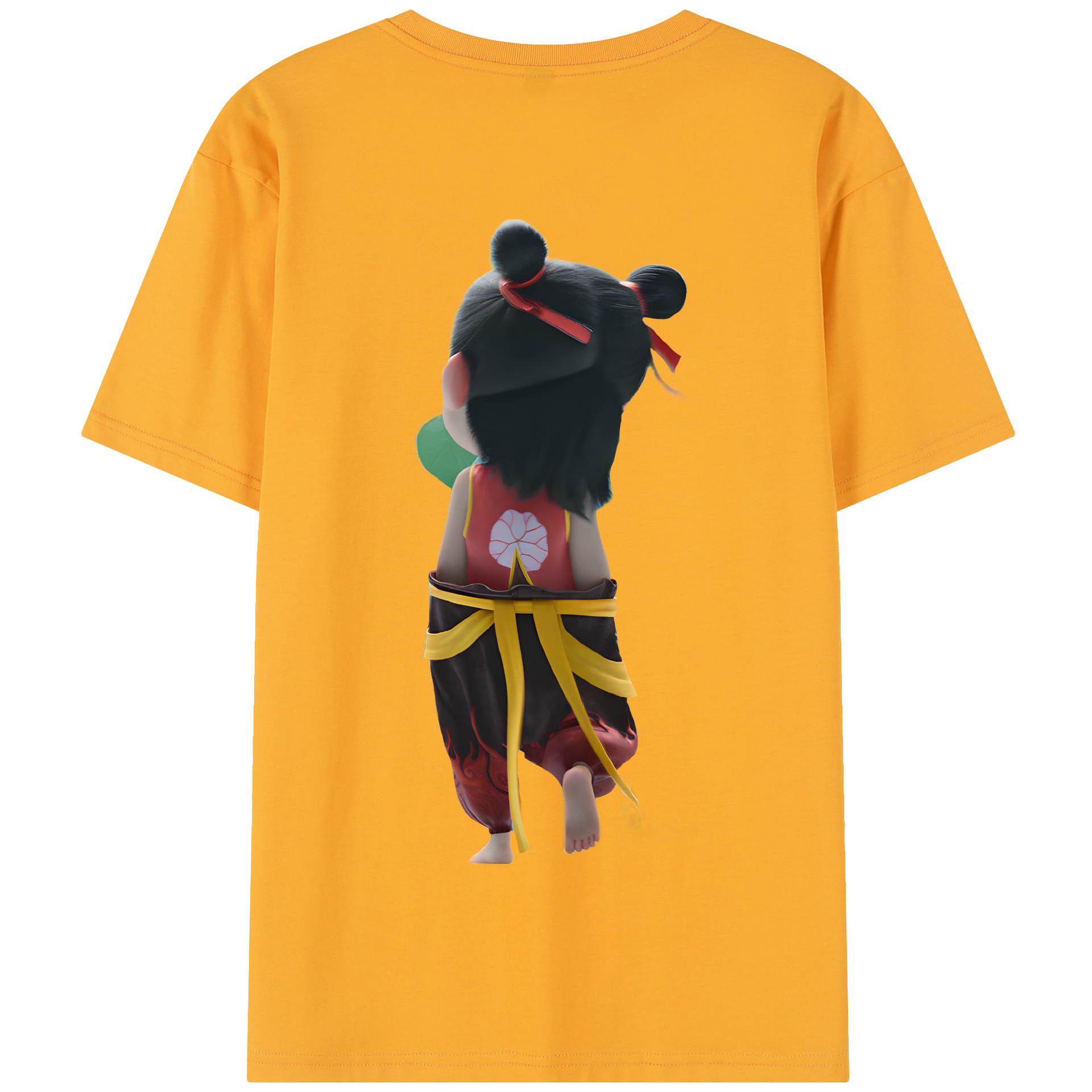 （画像用） Ne Zha 2 ナタ 魔童の大暴れ 綿100％半袖Tシャツ（背面プリント）