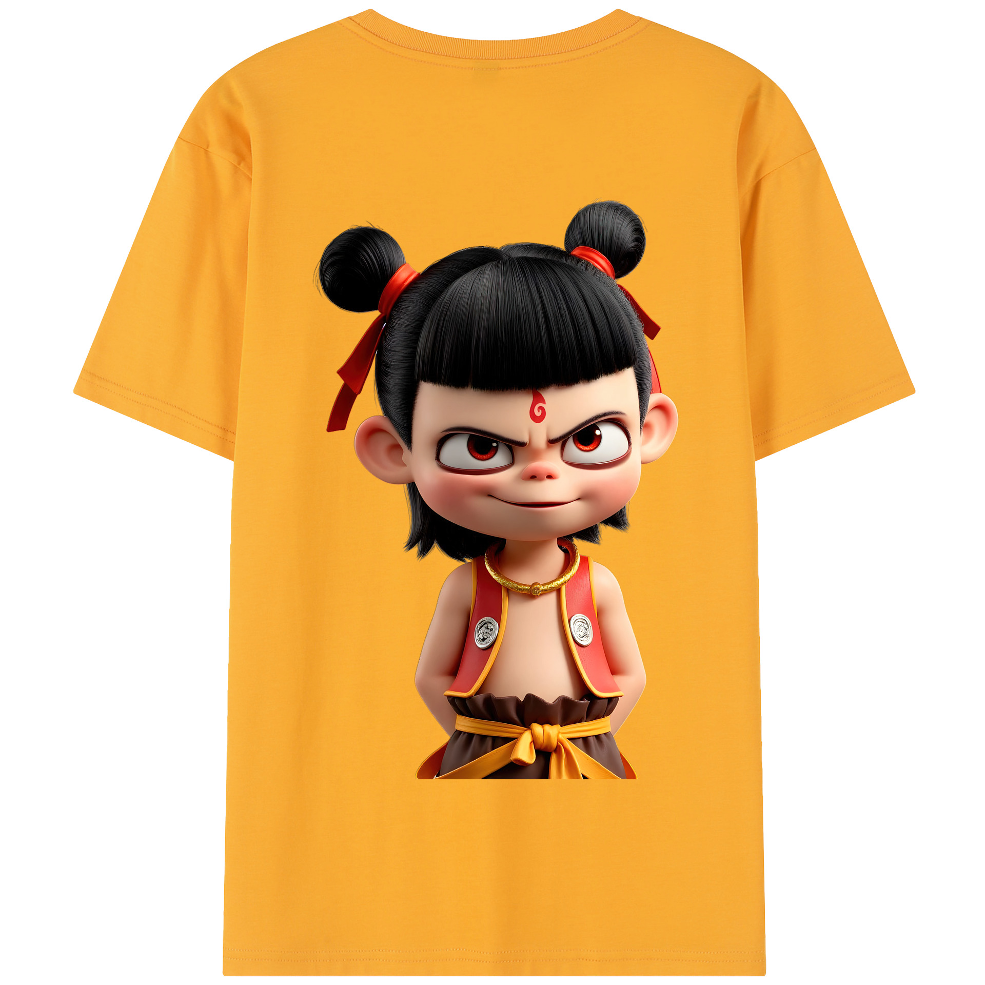 （画像用） Ne Zha 2 ナタ 魔童の大暴れ 綿100％半袖Tシャツ（背面プリント）