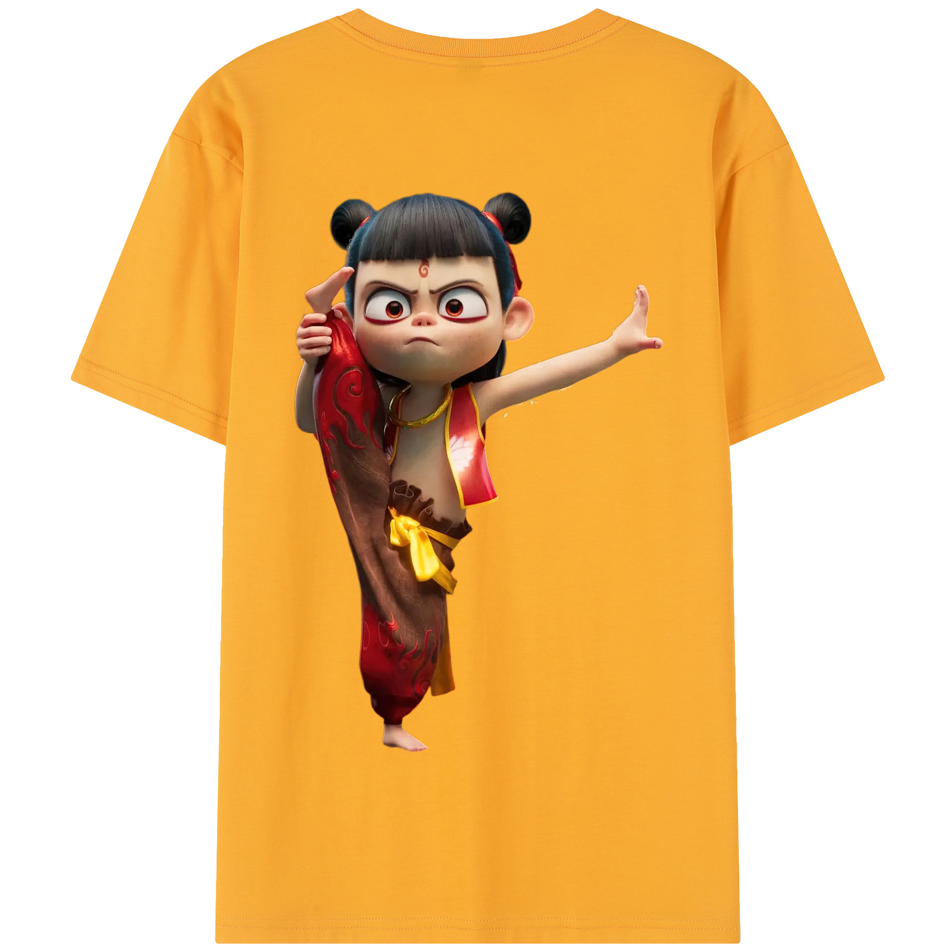 （画像用） Ne Zha 2 ナタ 魔童の大暴れ 綿100％半袖Tシャツ（背面プリント）