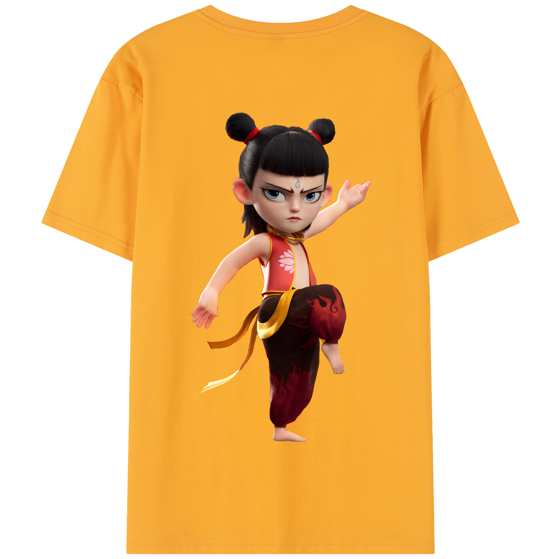 （画像用） Ne Zha 2 ナタ 魔童の大暴れ 綿100％半袖Tシャツ（背面プリント）