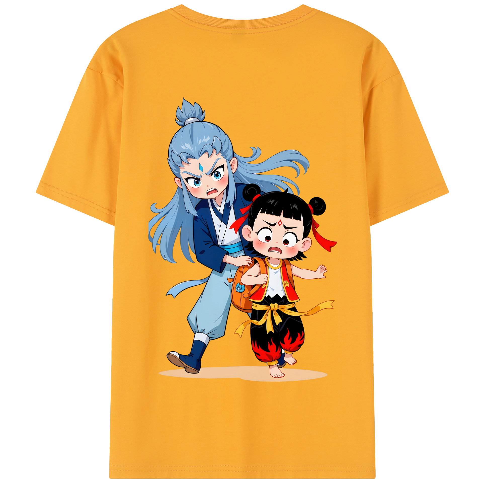 （画像用） Ne Zha 2 ナタ 魔童の大暴れ 綿100％半袖Tシャツ（背面プリント）