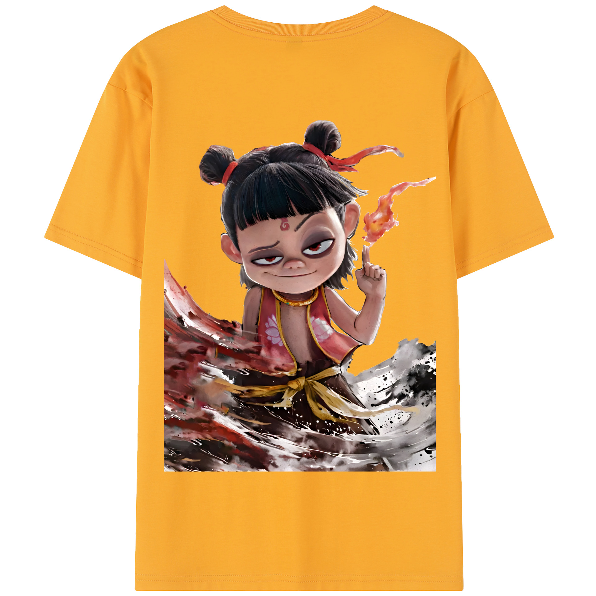 （画像用） Ne Zha 2 ナタ 魔童の大暴れ 綿100％半袖Tシャツ（背面プリント）