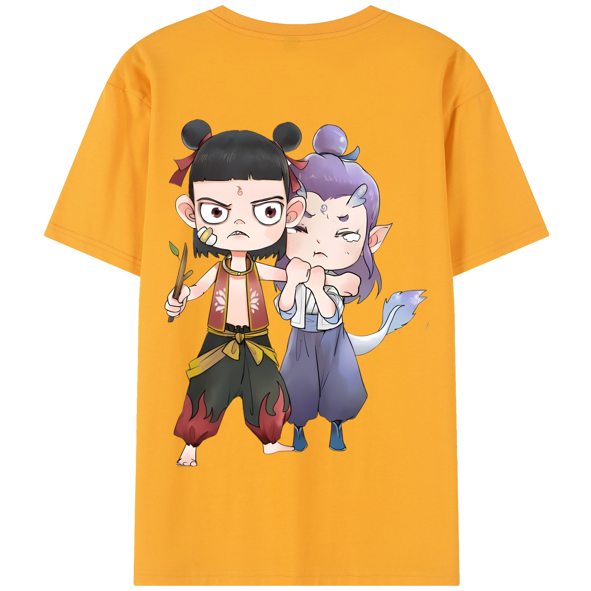 （画像用） Ne Zha 2 ナタ 魔童の大暴れ 綿100％半袖Tシャツ（背面プリント）