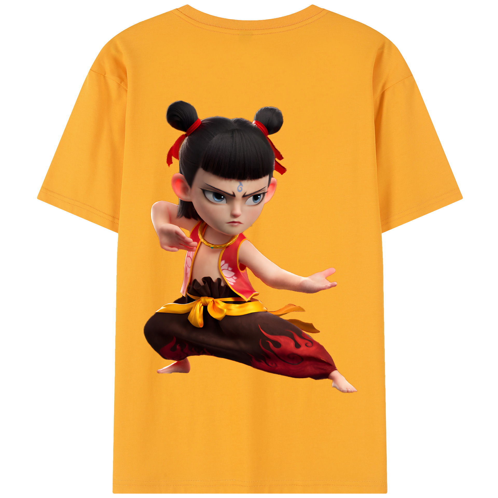 （画像用） Ne Zha 2 ナタ 魔童の大暴れ 綿100％半袖Tシャツ（背面プリント）