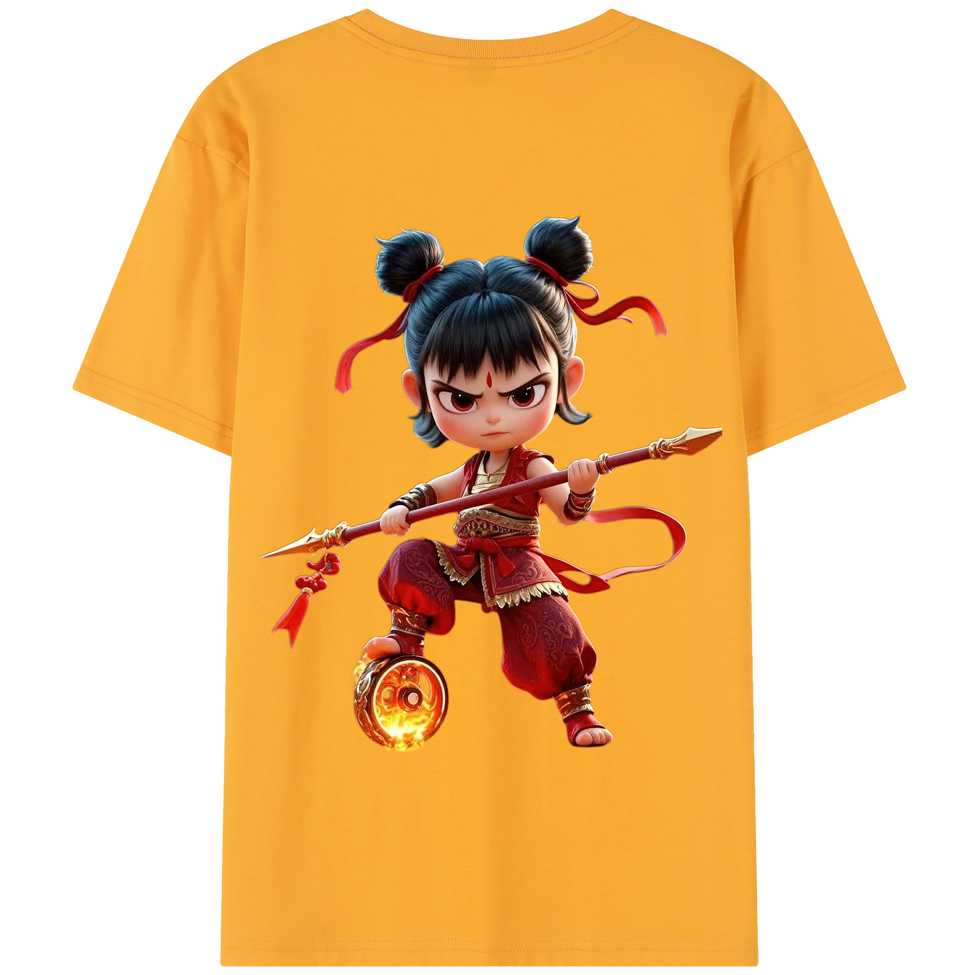 （画像用） Ne Zha 2 ナタ 魔童の大暴れ 綿100％半袖Tシャツ（背面プリント）