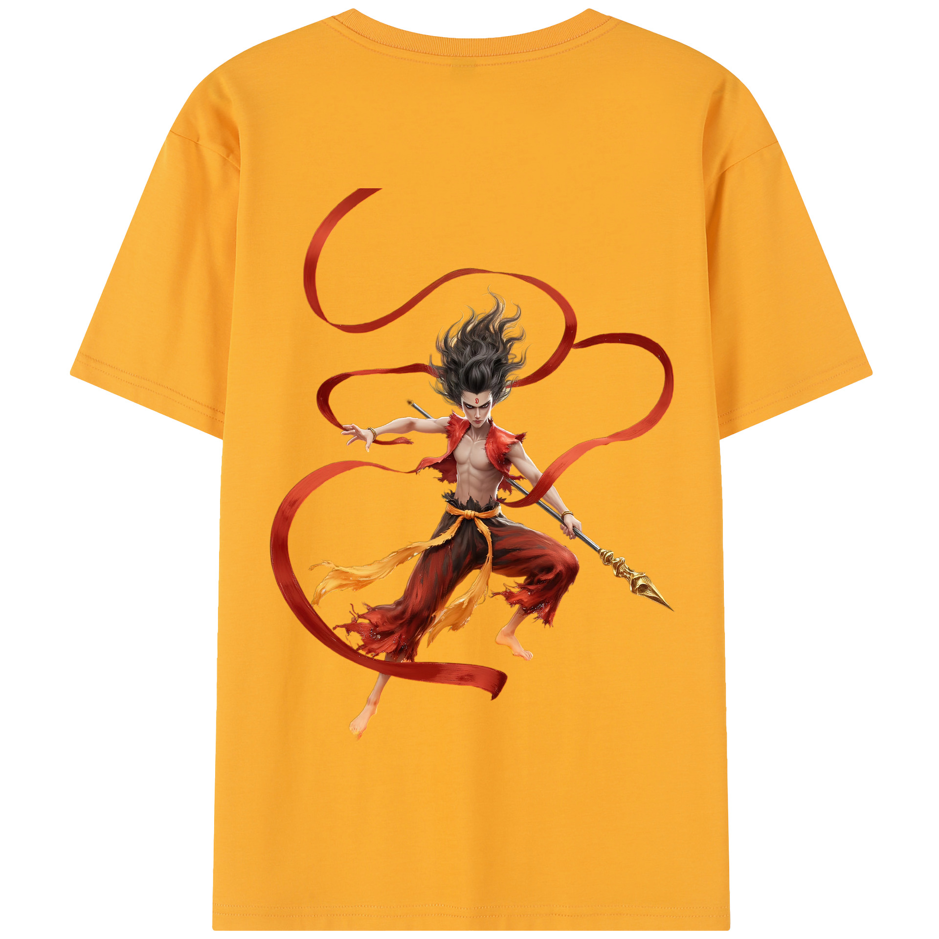 （画像用） Ne Zha 2 ナタ 魔童の大暴れ 綿100％半袖Tシャツ（背面プリント）