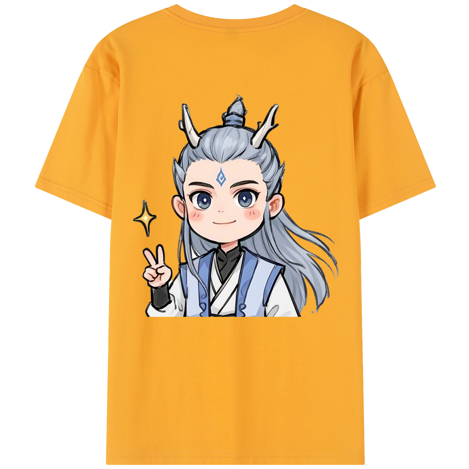 （画像用） Ne Zha 2 ナタ 魔童の大暴れ 綿100％半袖Tシャツ（背面プリント）
