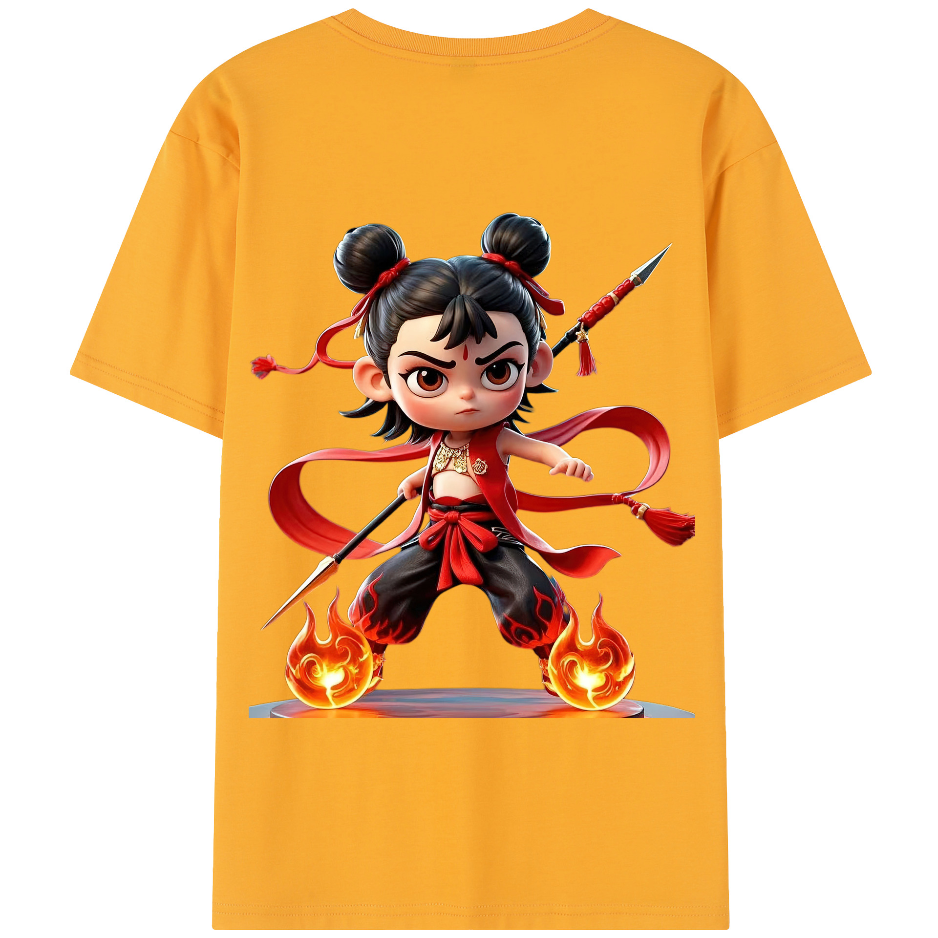 （画像用） Ne Zha 2 ナタ 魔童の大暴れ 綿100％半袖Tシャツ（背面プリント）