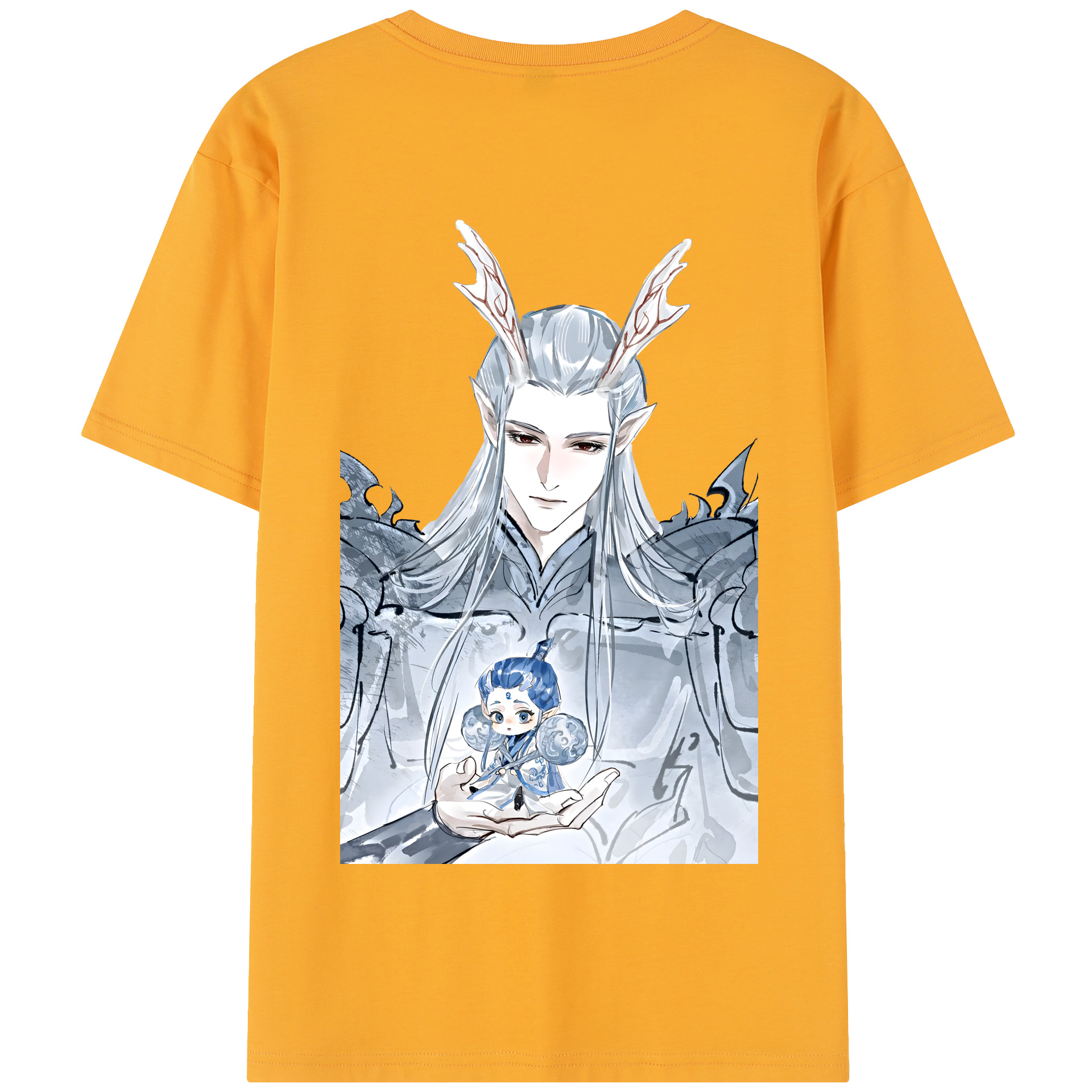 （画像用） Ne Zha 2 ナタ 魔童の大暴れ 綿100％半袖Tシャツ（背面プリント）