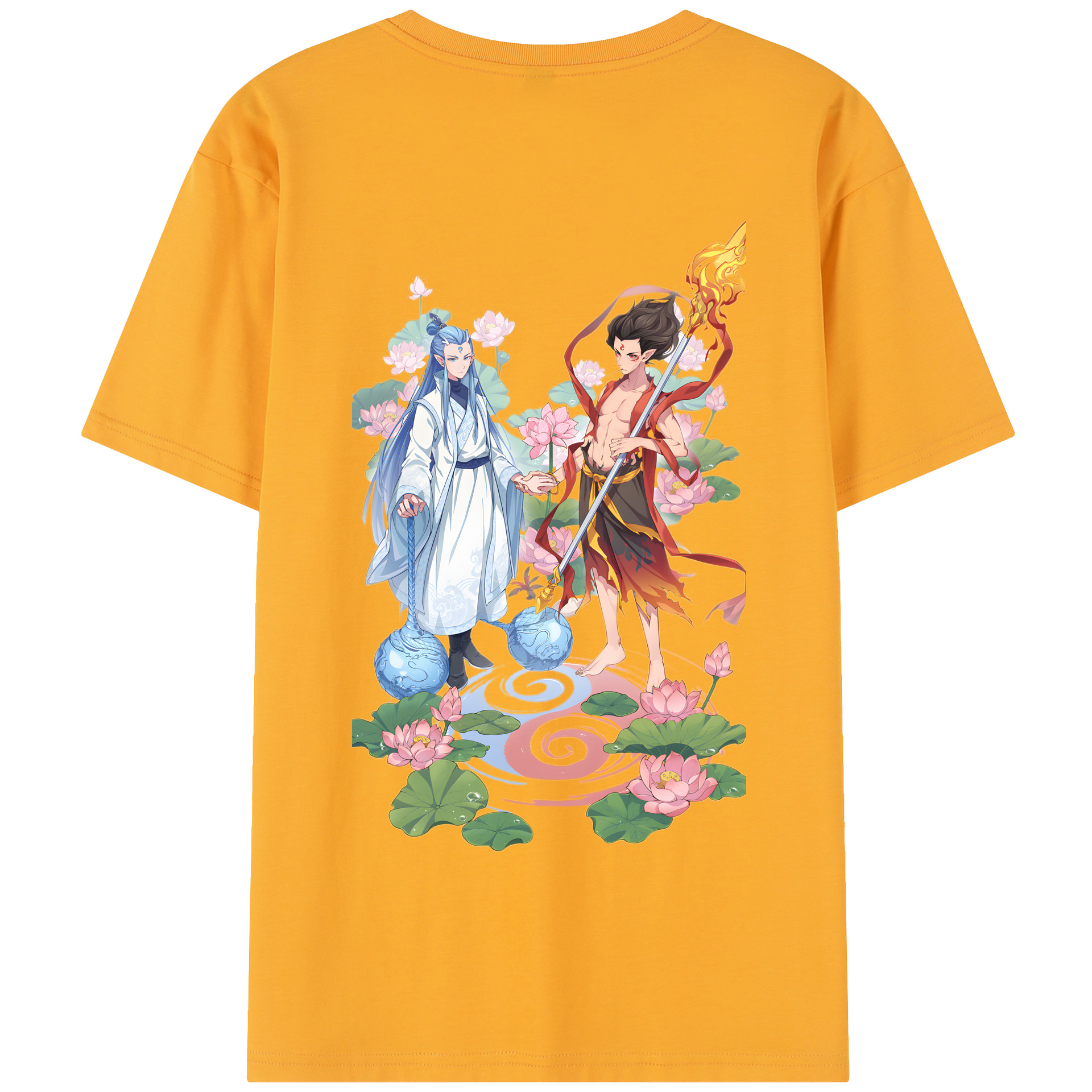 （画像用） Ne Zha 2 ナタ 魔童の大暴れ 綿100％半袖Tシャツ（背面プリント）